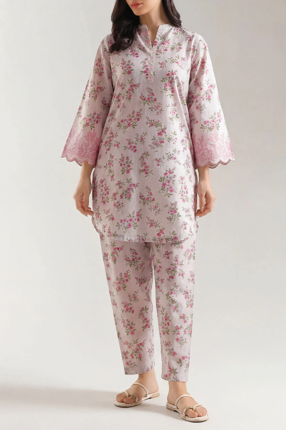 Printed Strip Lawn Stitched Shirt - Image 2