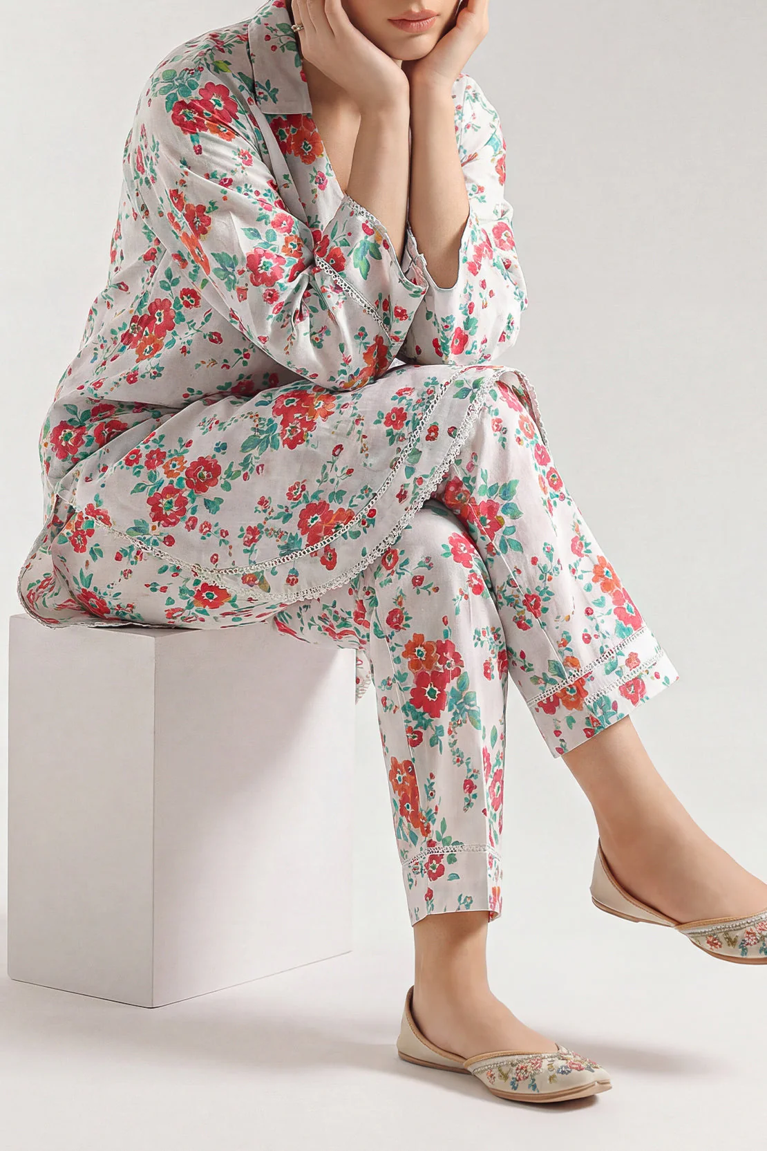 Printed Strip Lawn Stitched Shirt