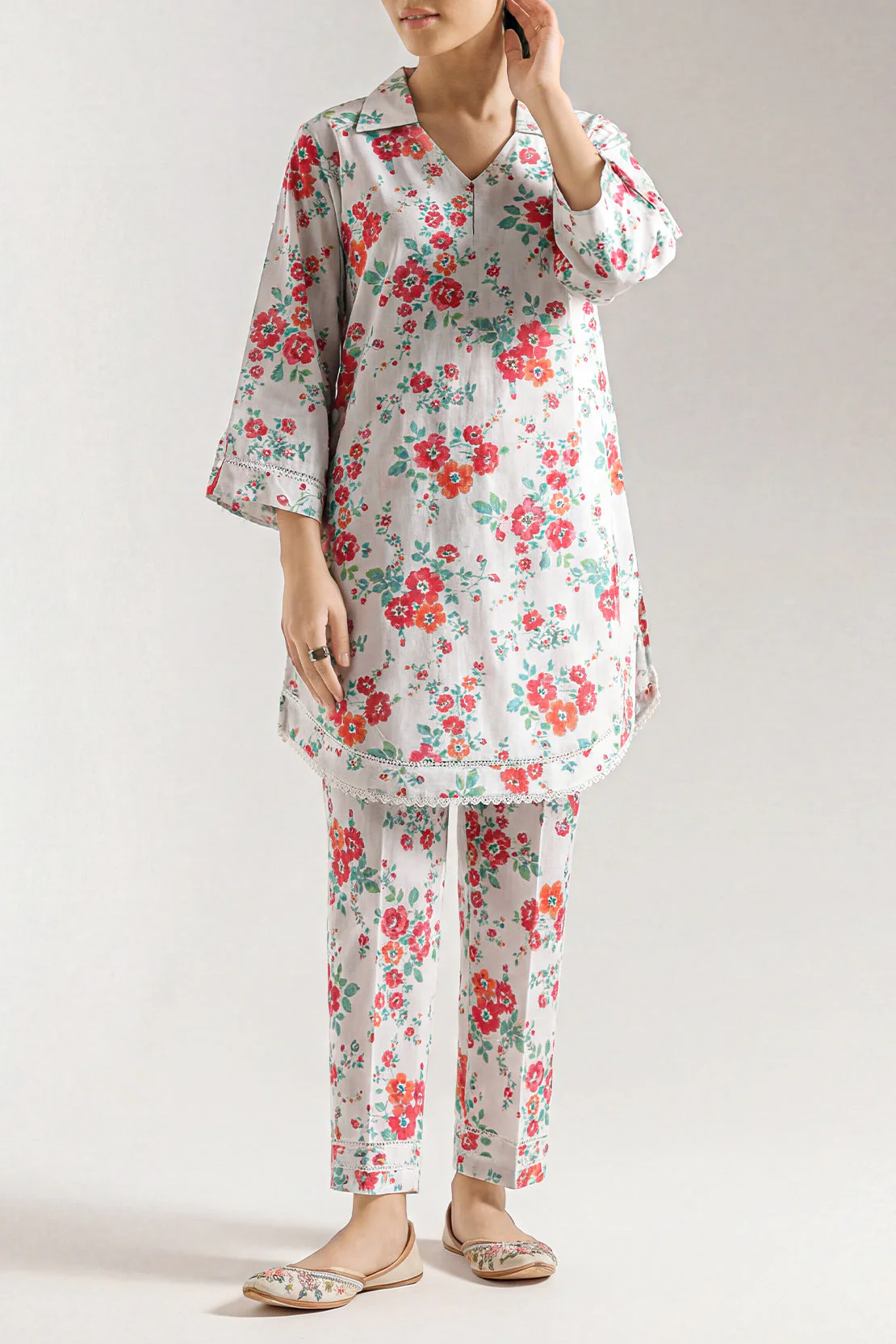 Printed Strip Lawn Stitched Shirt - Image 2