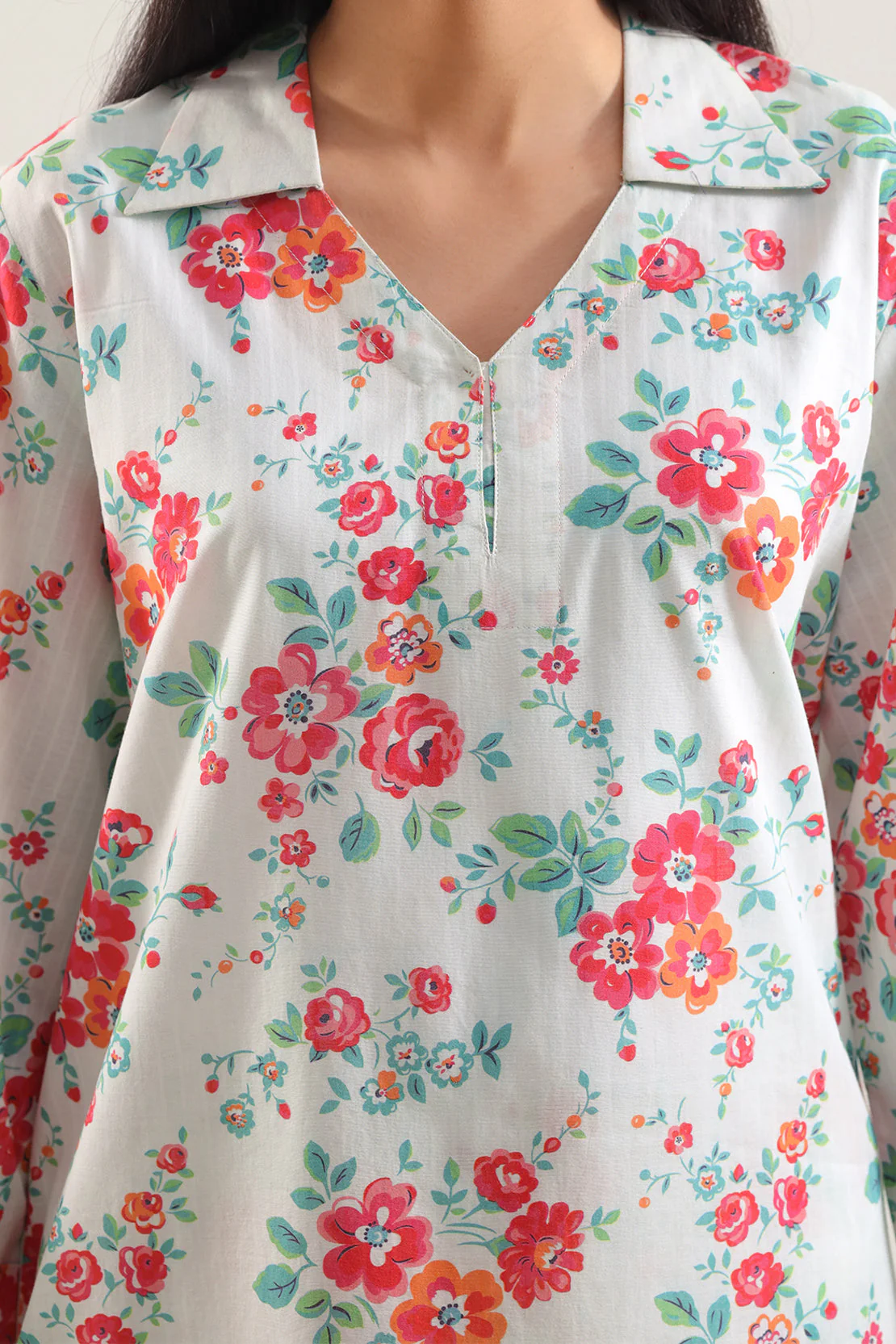 Printed Strip Lawn Stitched Shirt - Image 3