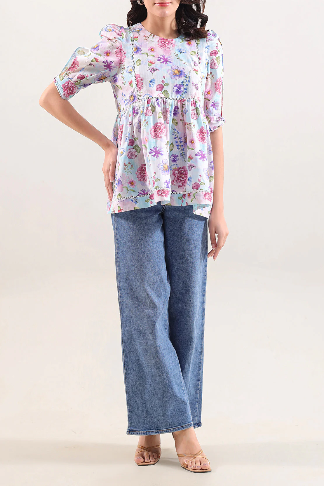 Printed Strip Lawn Stitched Shirt - Image 3