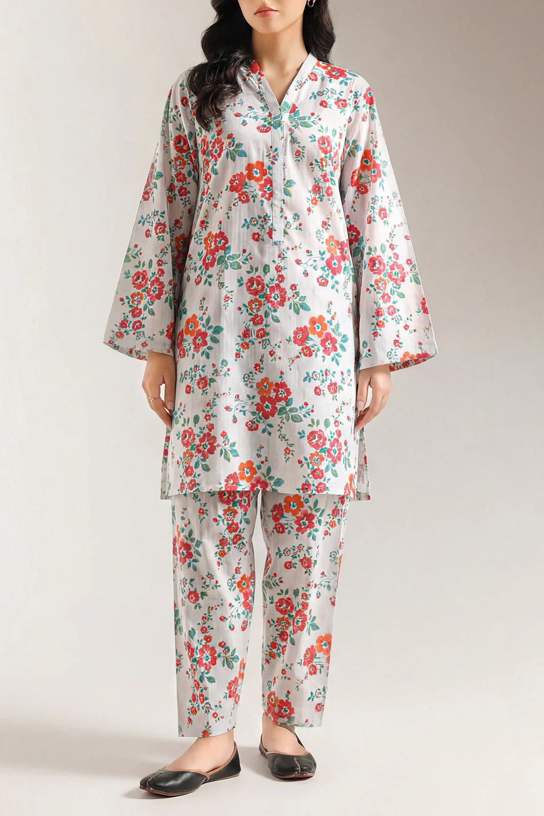 Printed Strip Lawn Stitched Shirt - Image 2
