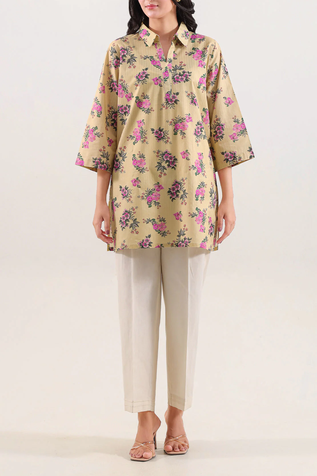 Printed Strip Lawn Stitched Shirt