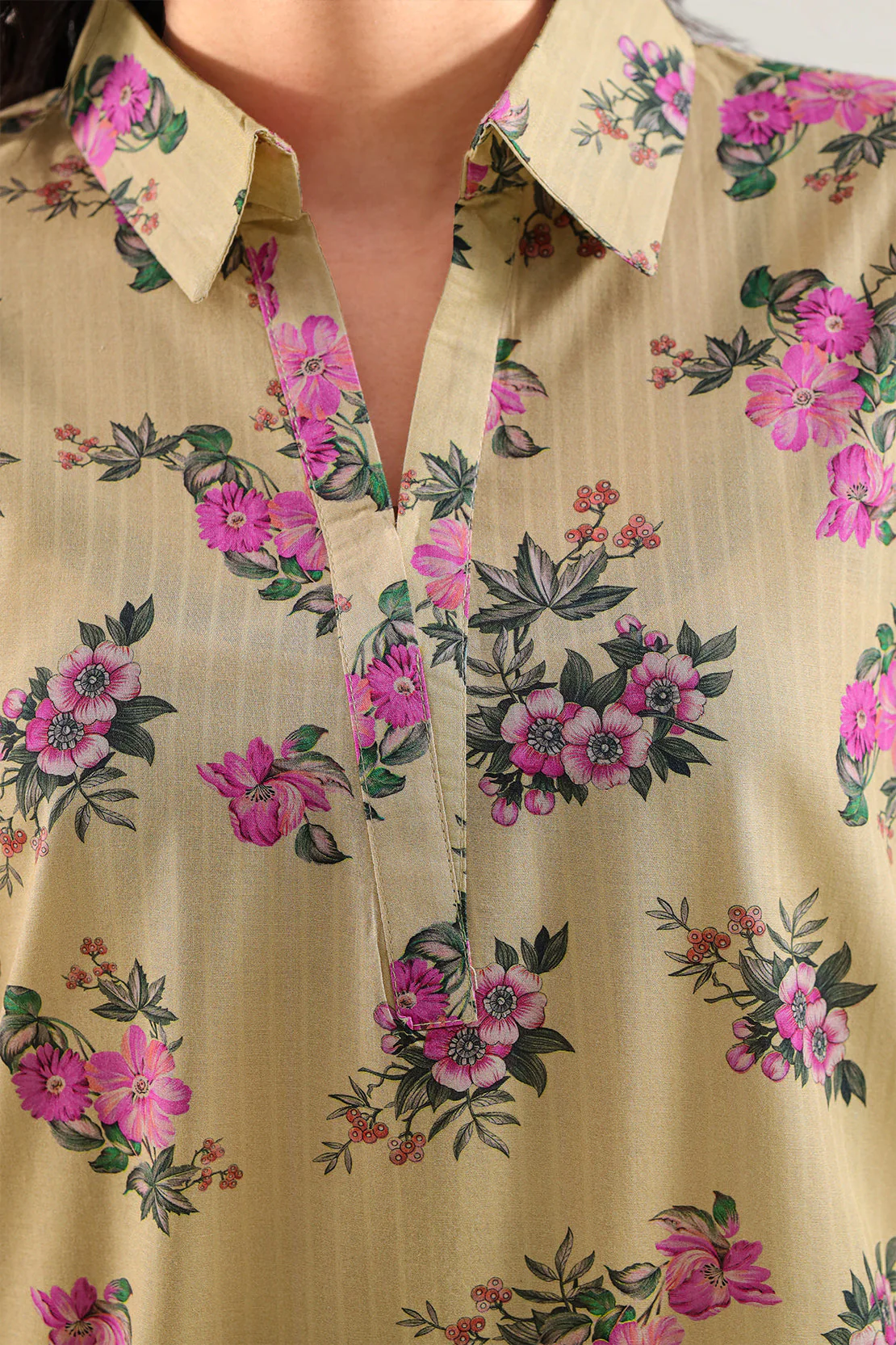 Printed Strip Lawn Stitched Shirt - Image 4