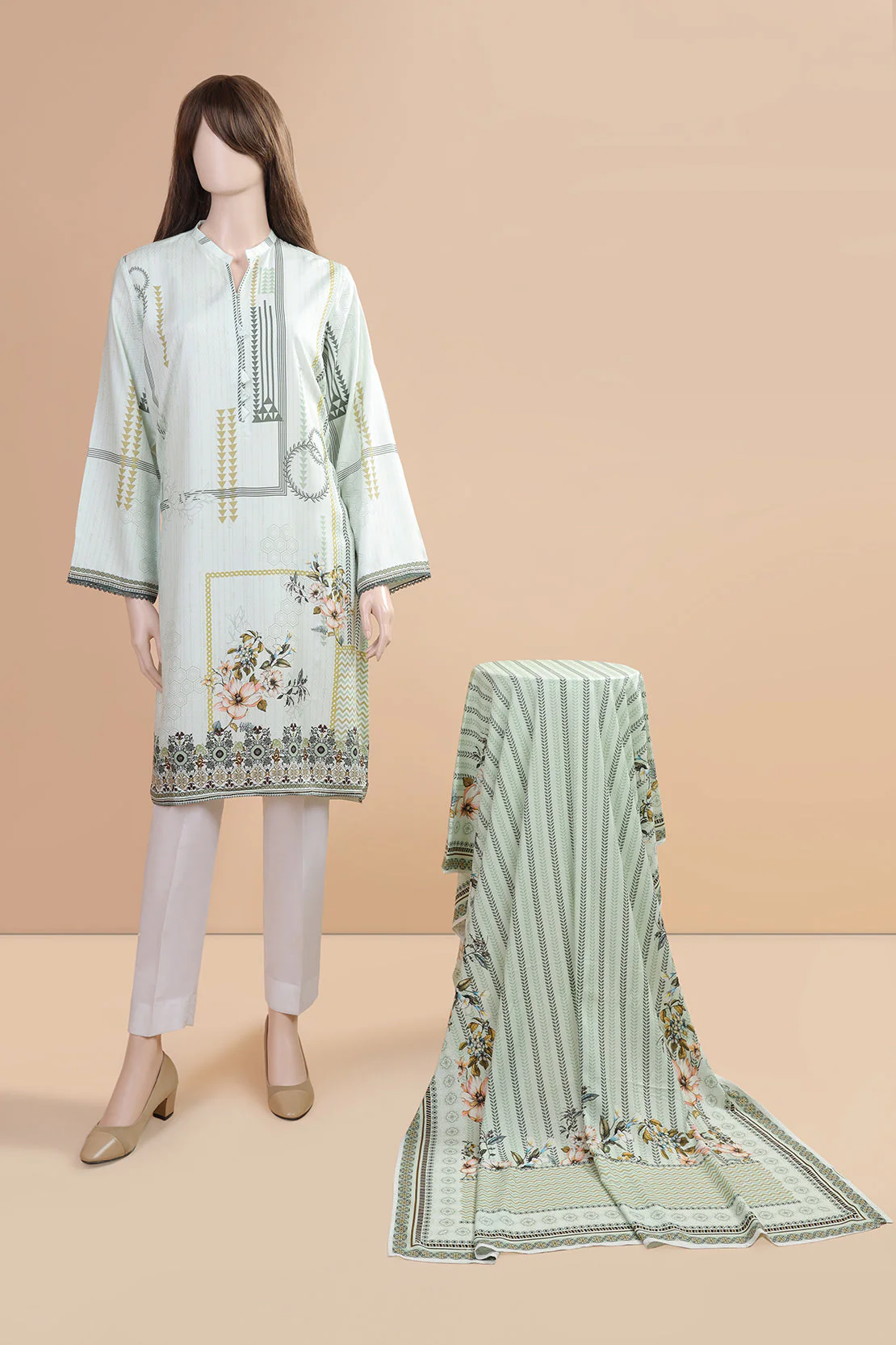 Printed Arabic Dobby Stitched 2 Piece (Shirt/Dupatta)