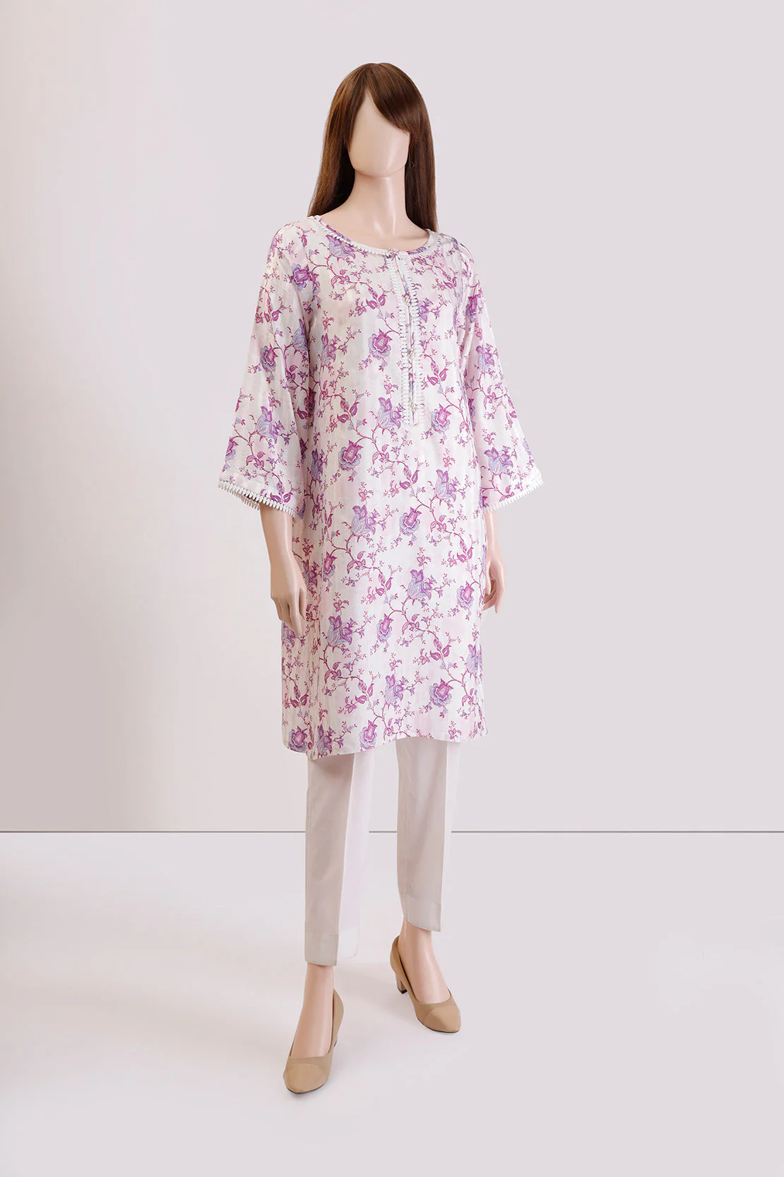 Printed Zari Silk Touch Stitched Shirt