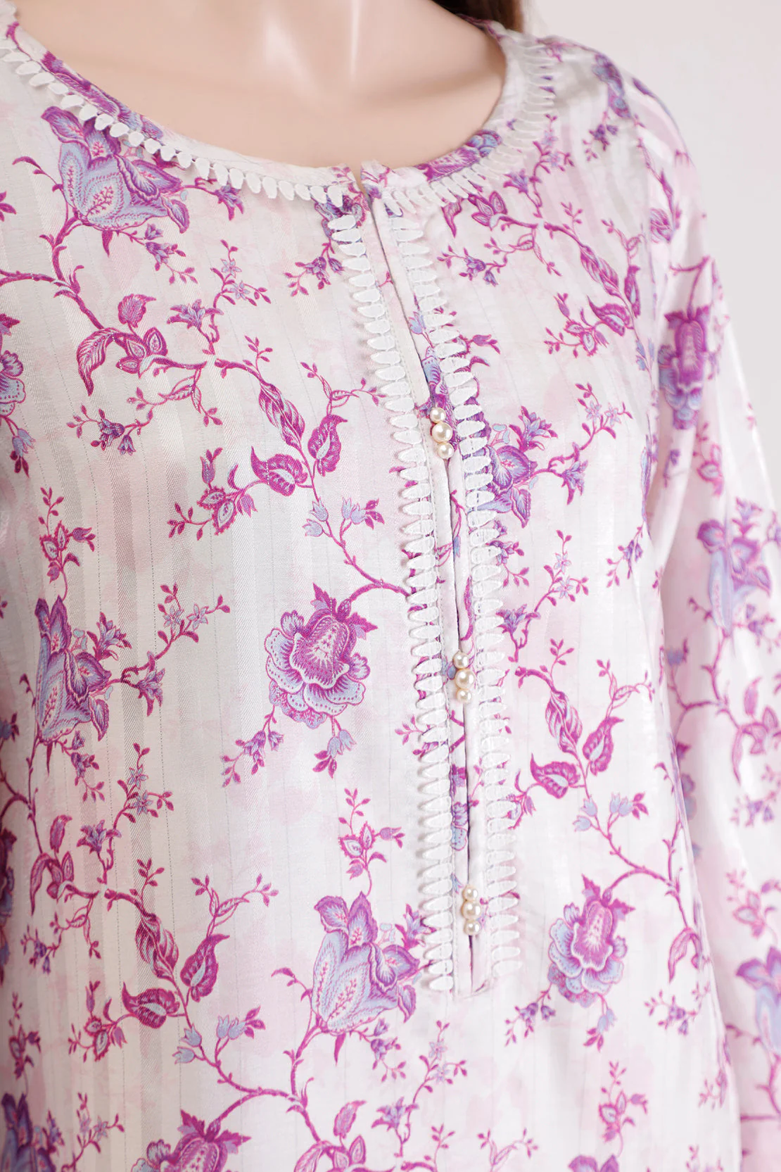 Printed Zari Silk Touch Stitched Shirt - Image 3