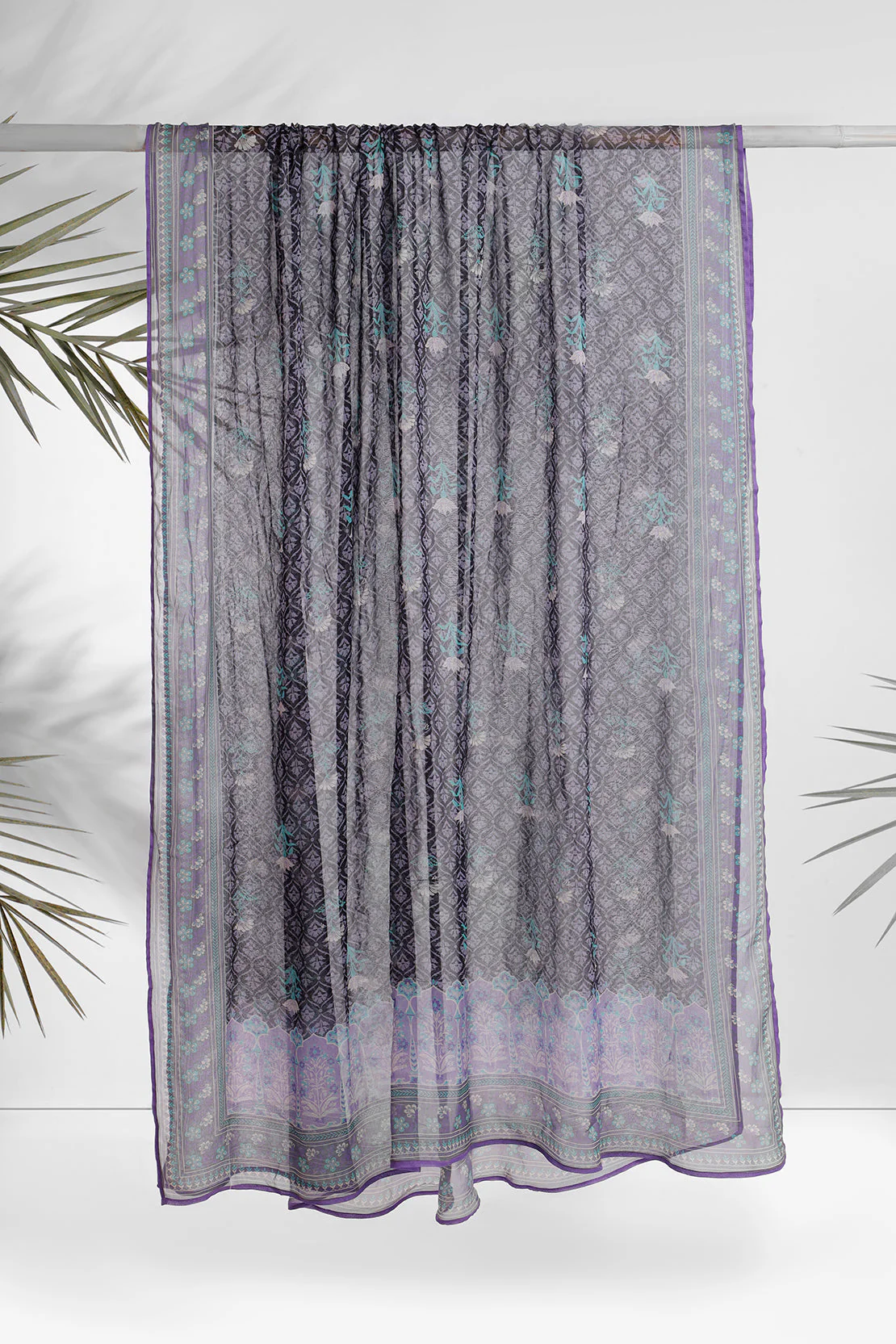 Unstitched Printed Zari Silk Touch 3 Piece With Chiffon Dupatta - Image 5