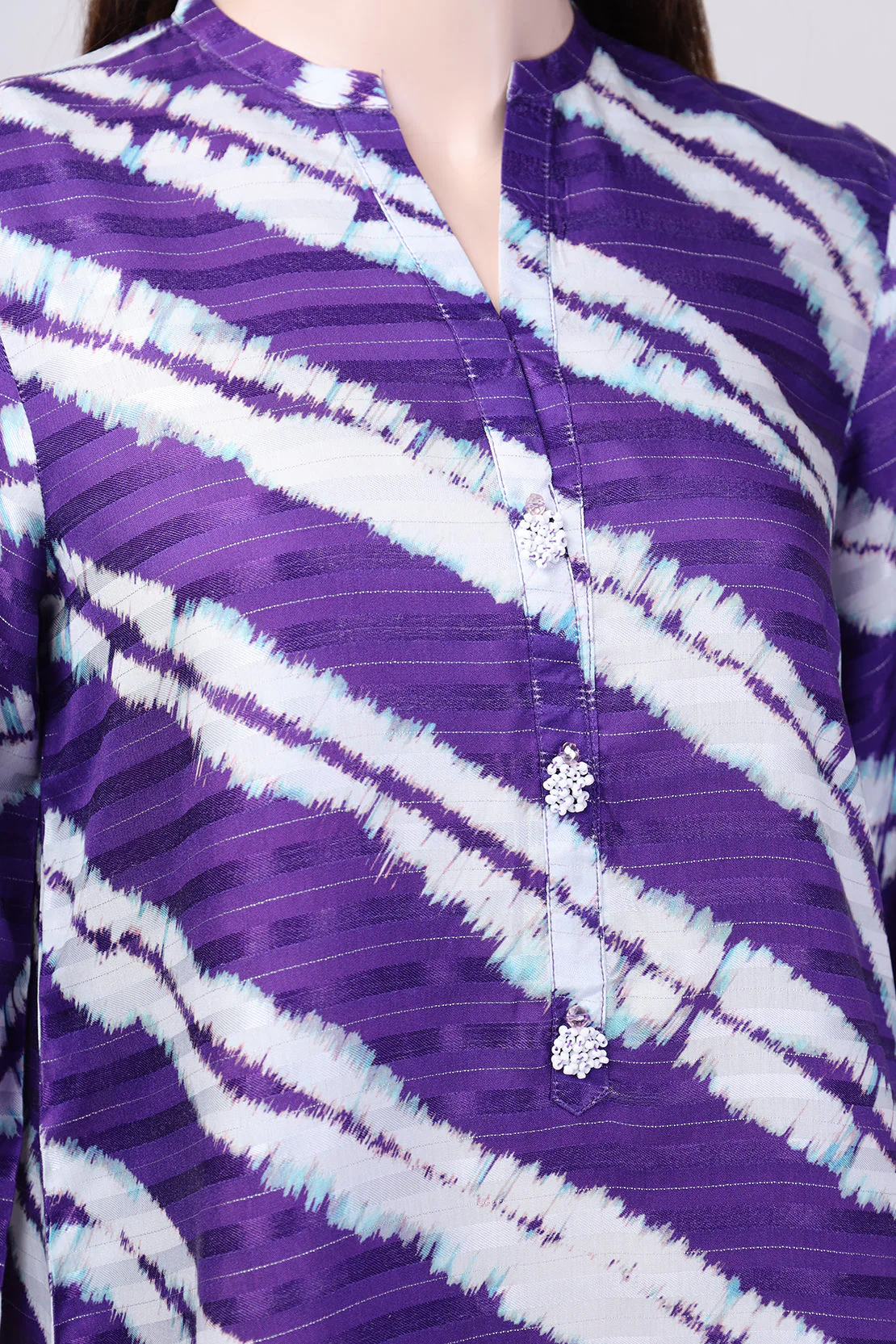 Printed Zari Silk Touch Stitched 2 Piece (Shirt/Trouser) - Image 3