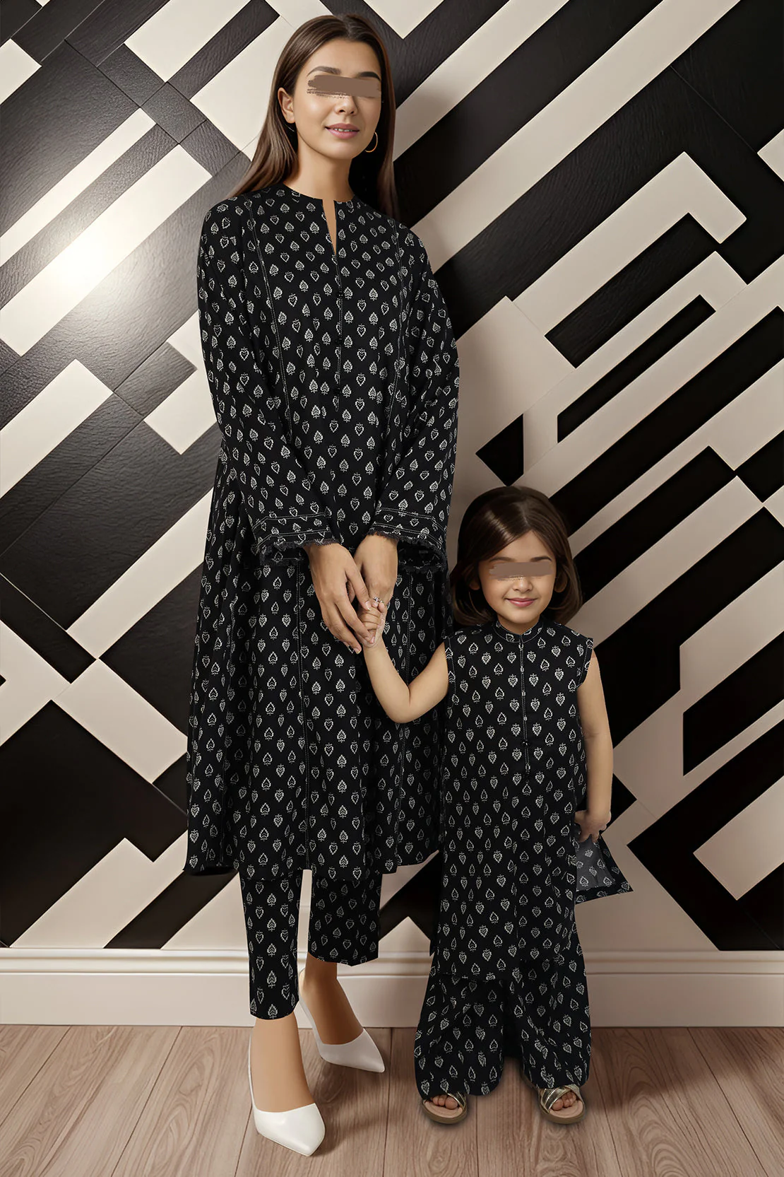SAYA's Printed Cambric Unstitched Mom And Daughter