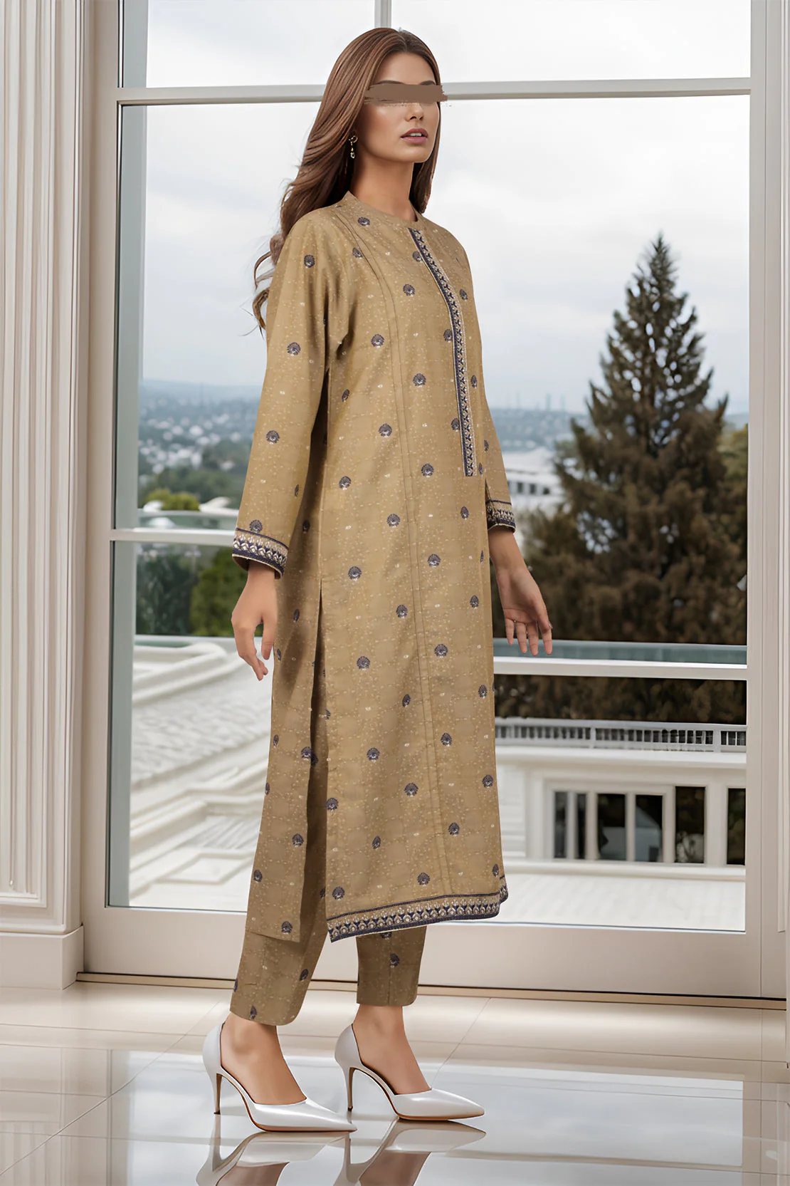 SAYA's Printed Cotton Jacquard Embroidered Stitched For Mom And Daughter - Image 3
