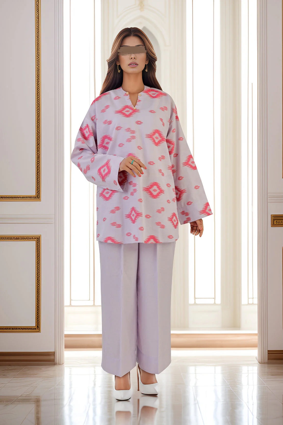 SAYA's Printed Cotton Jacquard Embroidered Stitched For Mom And Daughter - Image 3
