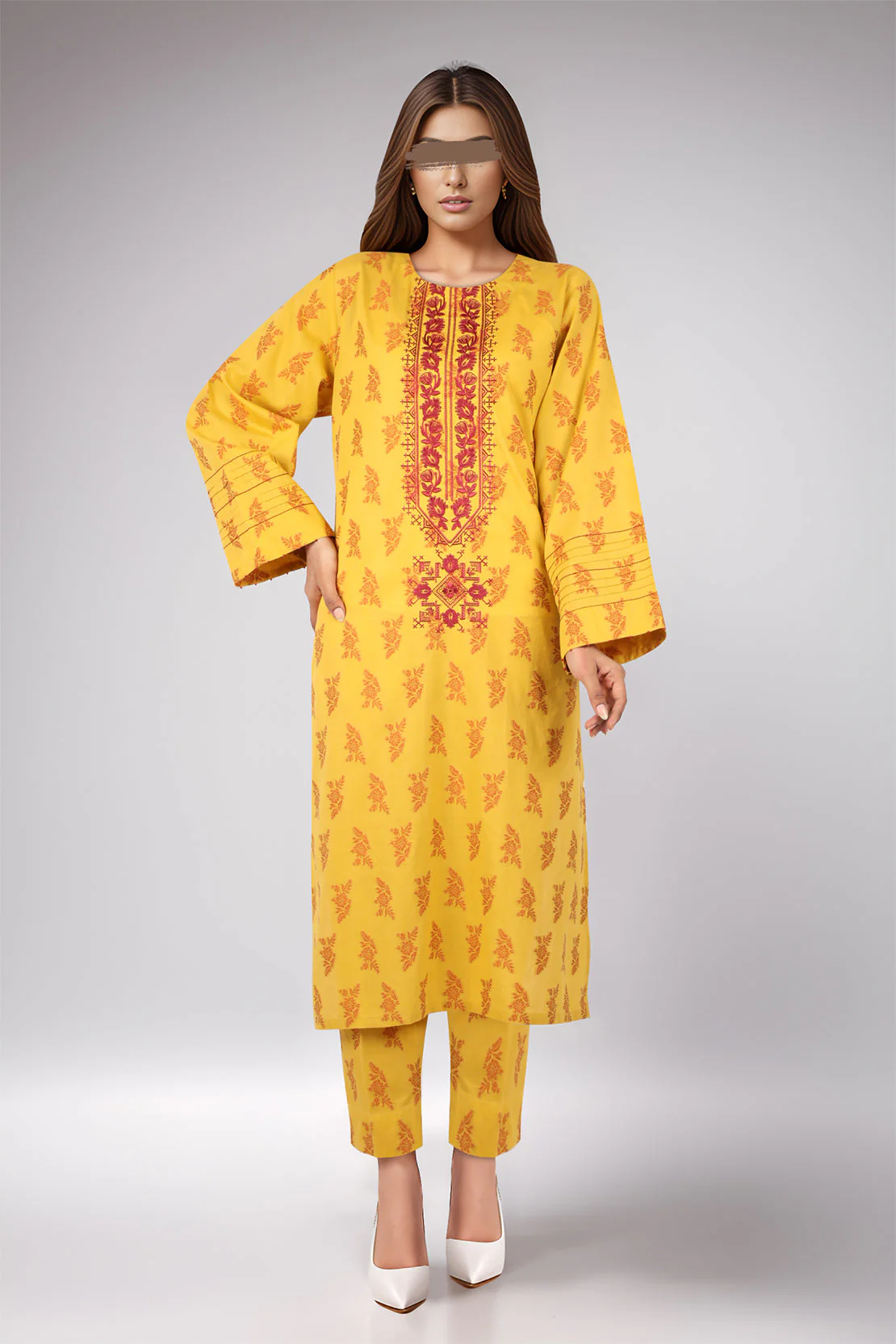 SAYA's Printed Cotton Jacquard Embroidered Stitched For Mom And Daughter - Image 3