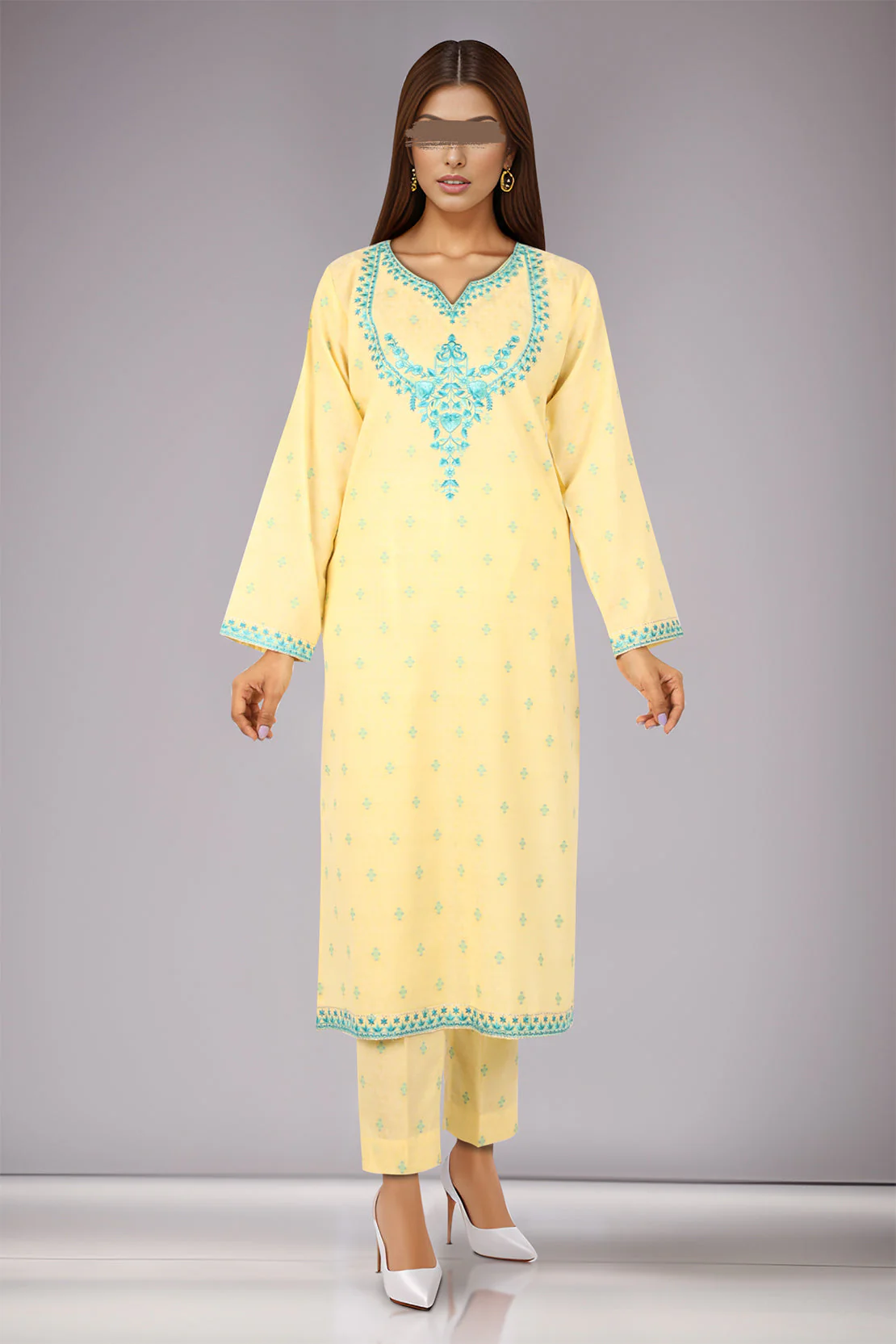 SAYA's Printed Cotton Jacquard Embroidered Stitched For Mom And Daughter