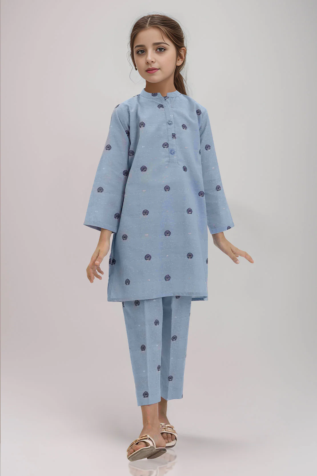 SAYA's Printed Cotton Jacquard Embroidered Stitched For Mom And Daughter - Image 2
