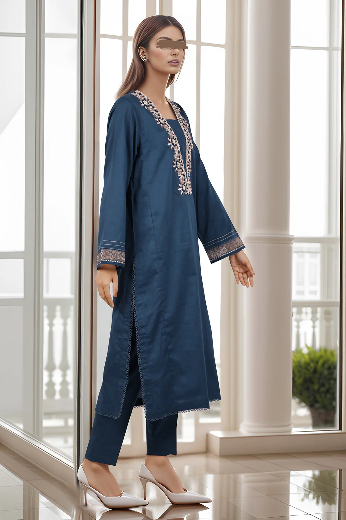 SAYA's Printed Cotton Jacquard Embroidered Stitched For Mom And Daughter - Image 3