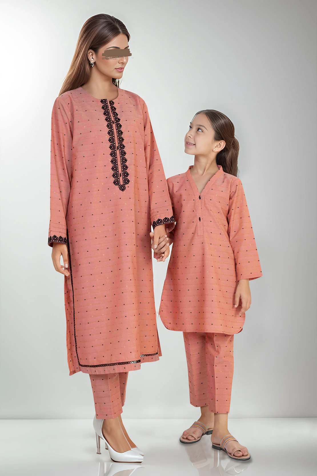 SAYA's Printed Cotton Jacquard Embroidered Stitched For Mom And Daughter - Image 2