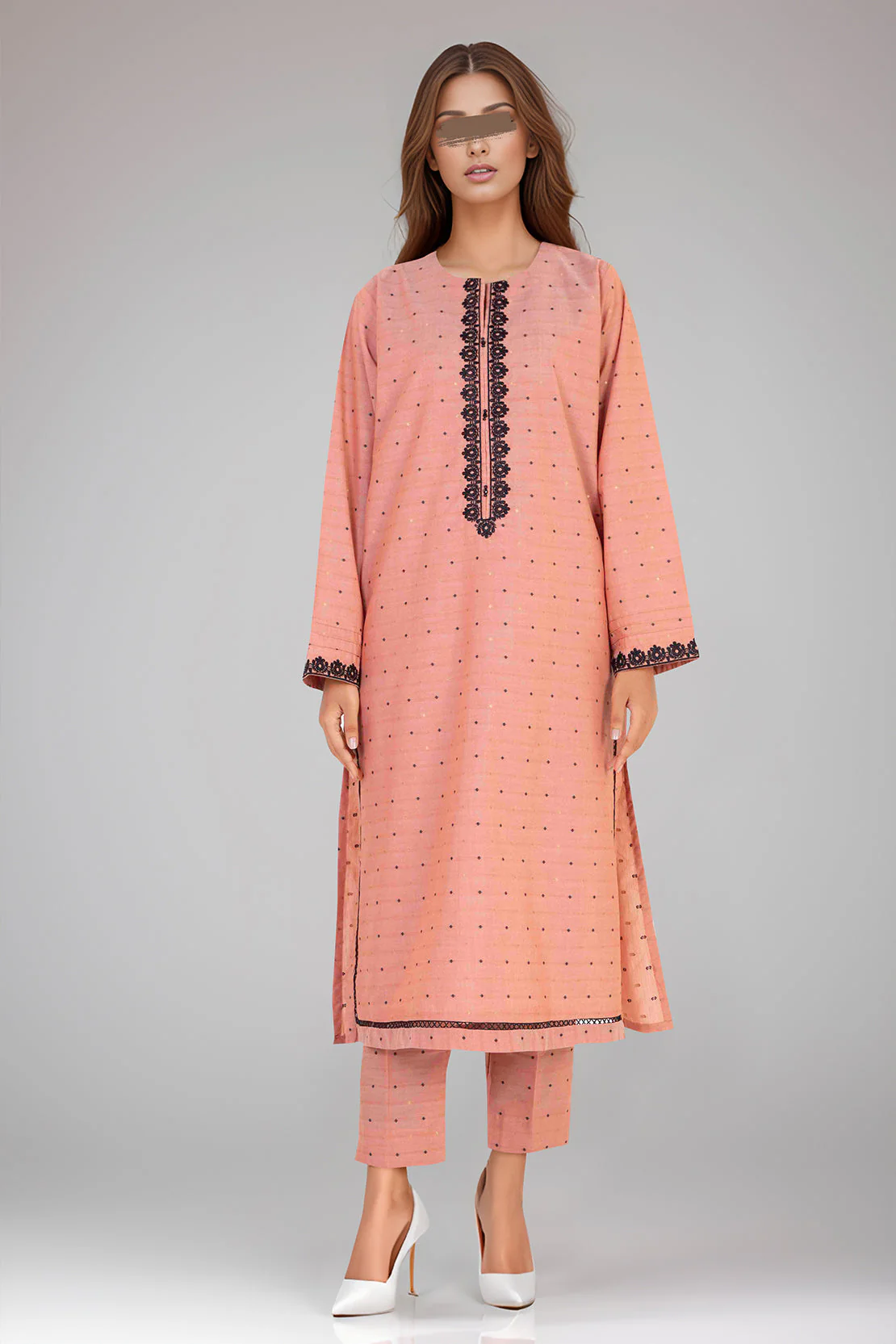 SAYA's Printed Cotton Jacquard Embroidered Stitched For Mom And Daughter - Image 3