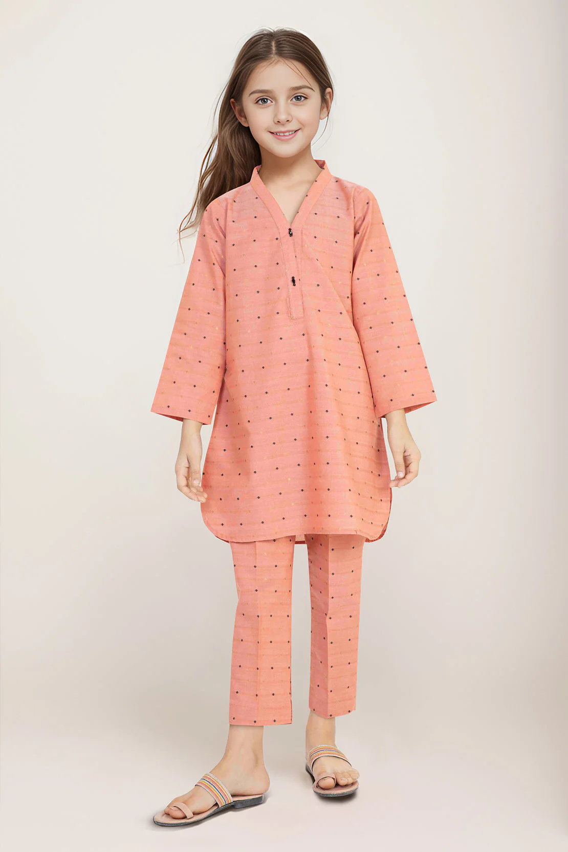 SAYA's Printed Cotton Jacquard Embroidered Stitched For Mom And Daughter - Image 4