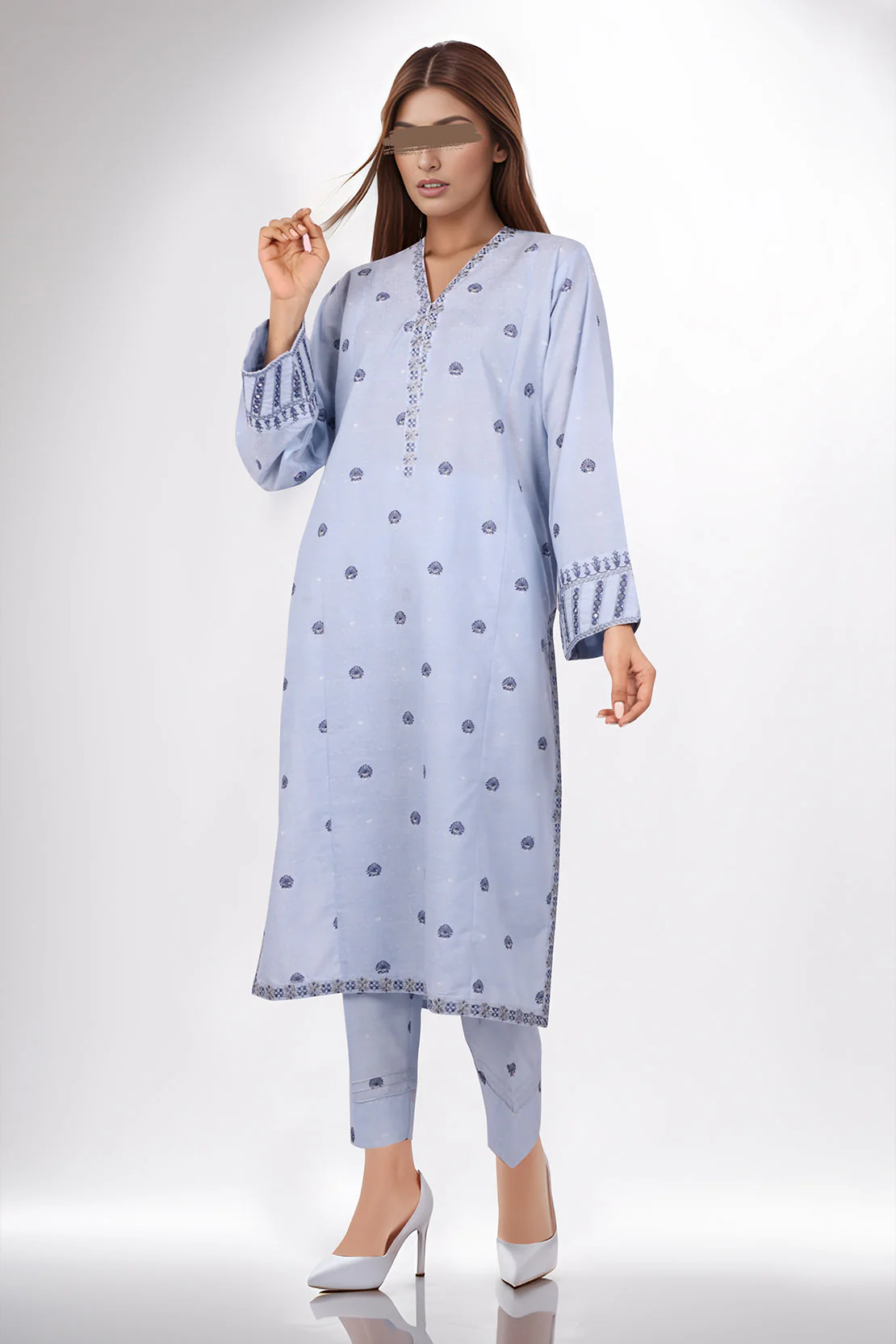 SAYA's Printed Cotton Jacquard Embroidered Stitched For Mom And Daughter - Image 5