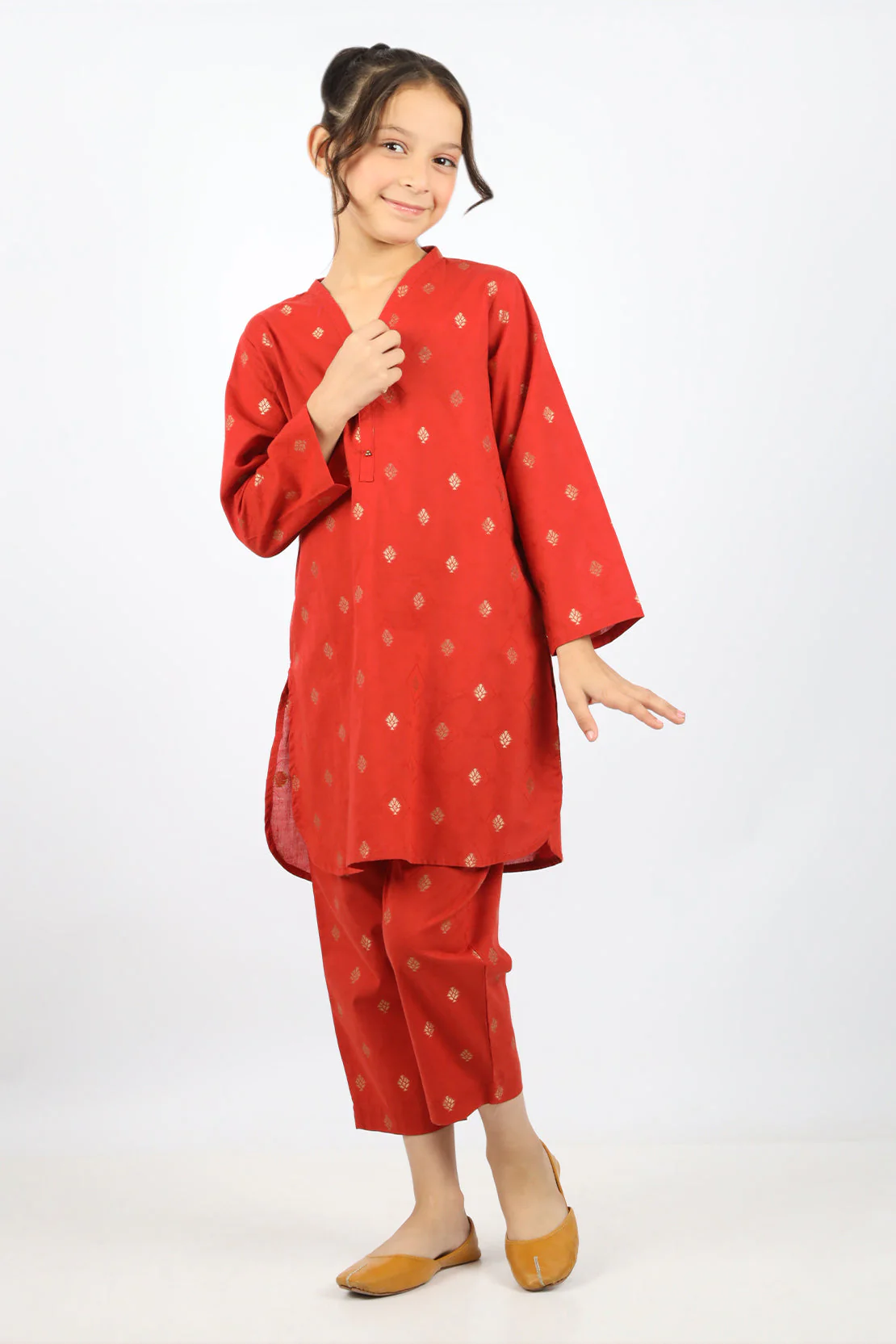 SAYA's Printed Cotton Jacquard Embroidered Stitched For Mom And Daughter - Image 2