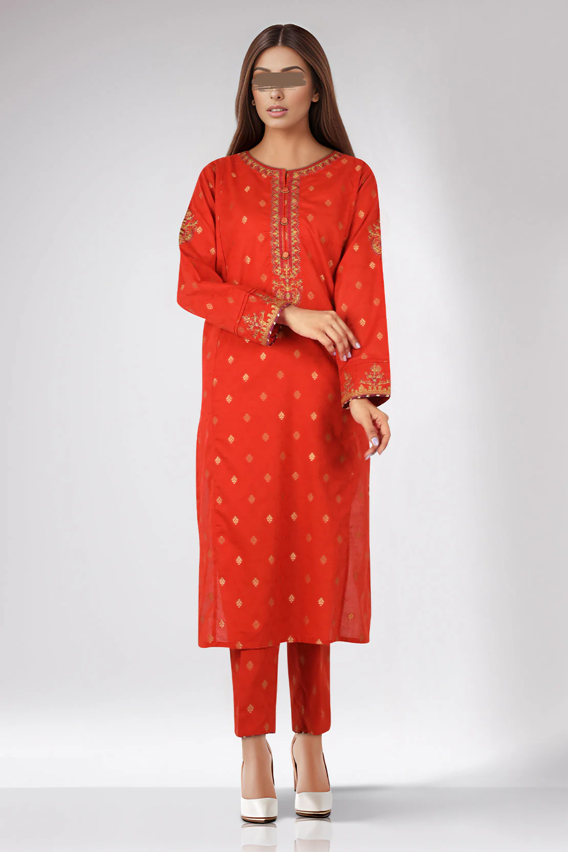 SAYA's Printed Cotton Jacquard Embroidered Stitched For Mom And Daughter - Image 3