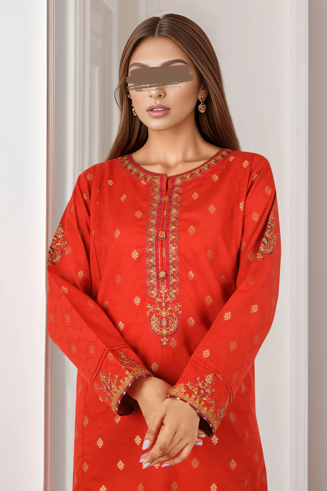 SAYA's Printed Cotton Jacquard Embroidered Stitched For Mom And Daughter - Image 5