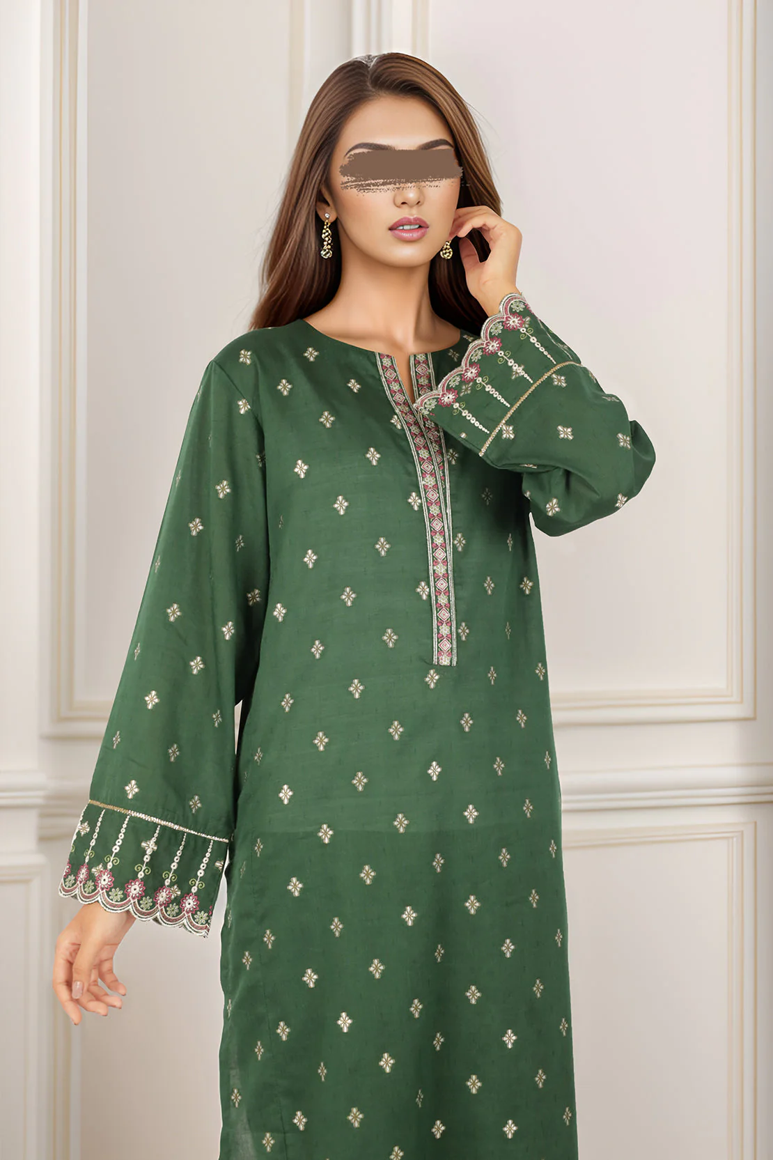 SAYA's Printed Cotton Jacquard Embroidered Stitched For Mom And Daughter - Image 3