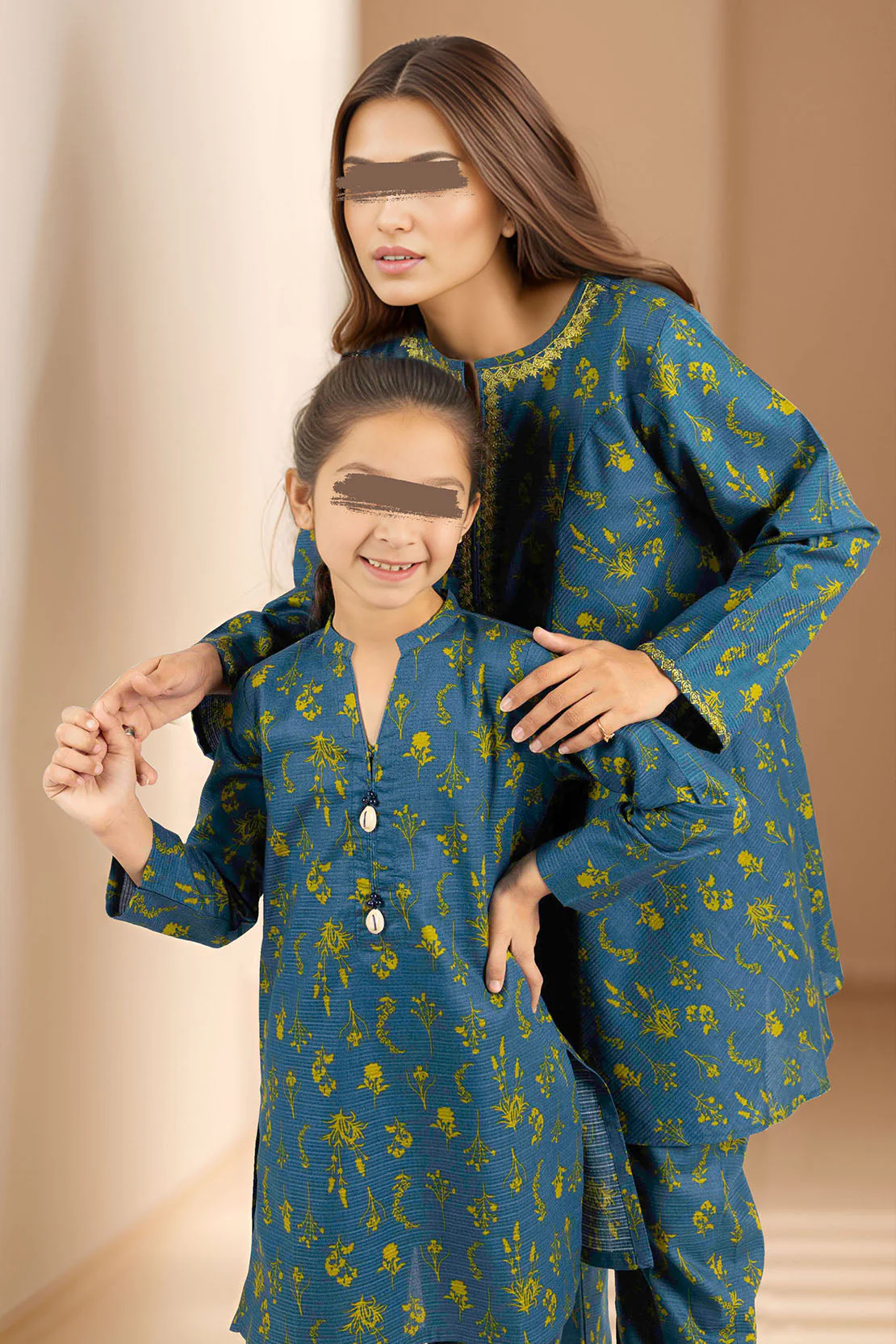 SAYA's Printed Embroidered Cotton Dobby Stitched For Mom and Daughter - Image 4
