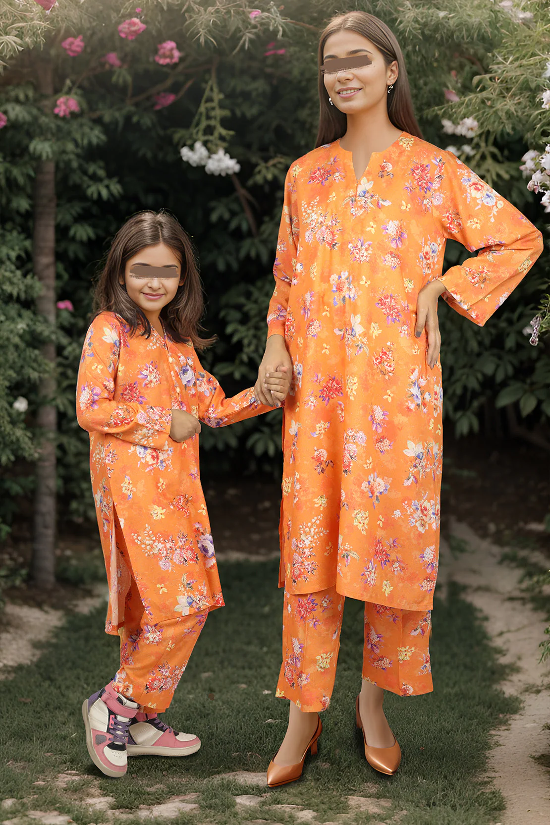 Saya'S Printed Karandi Stitched For Mom And Daughter