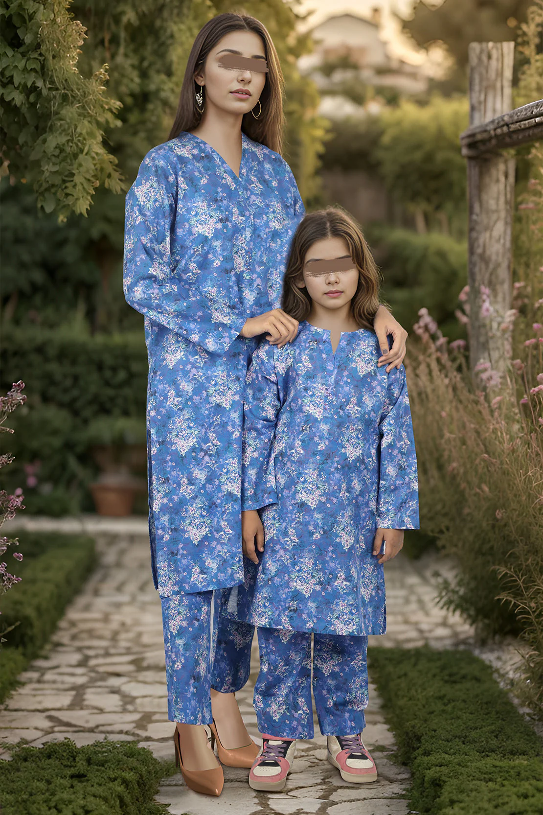 Saya'S Printed Khaddar/Linen Stitched Mom And Daughter