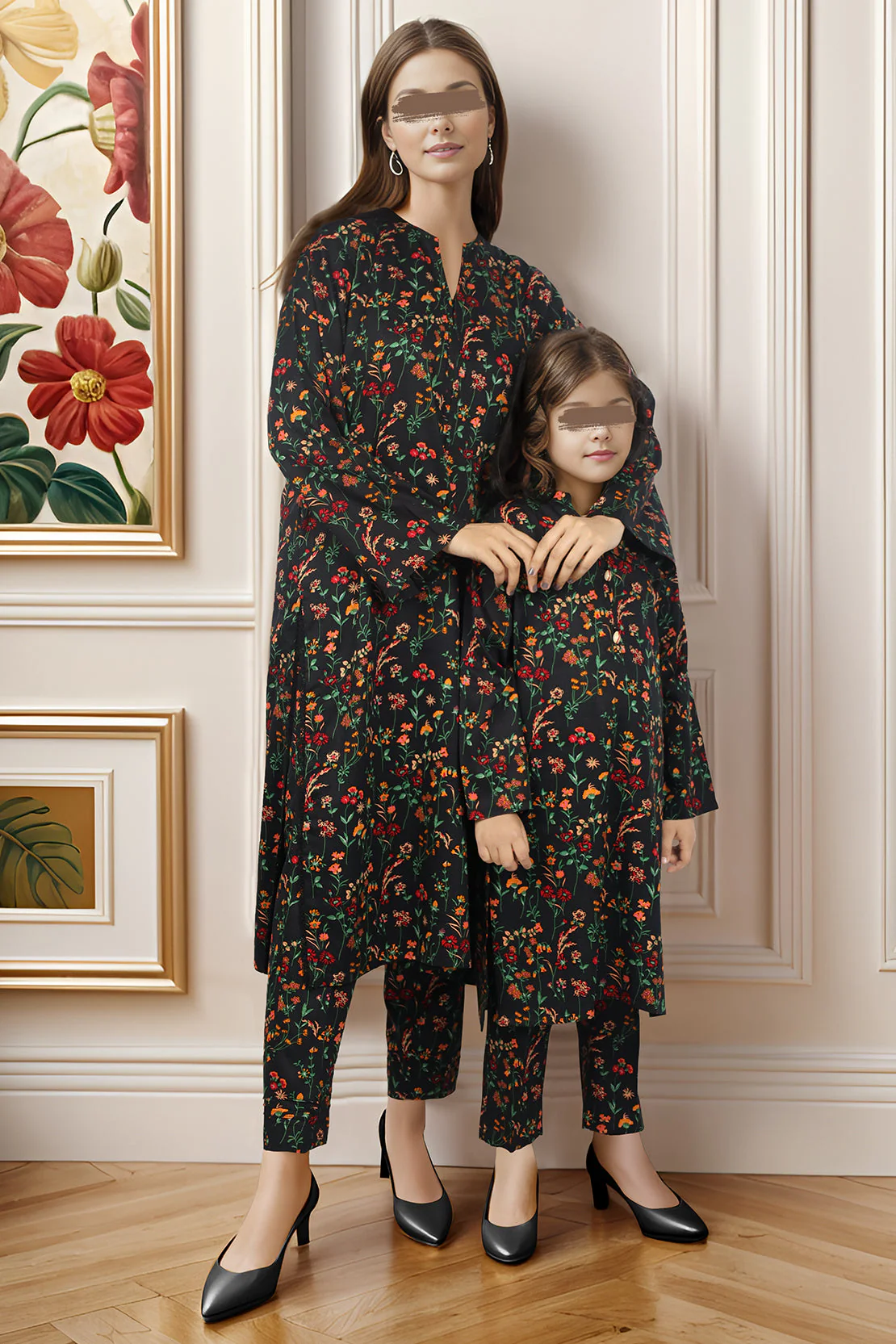 Saya'S Printed Viscose Twill Stitched For Mom And Daughter