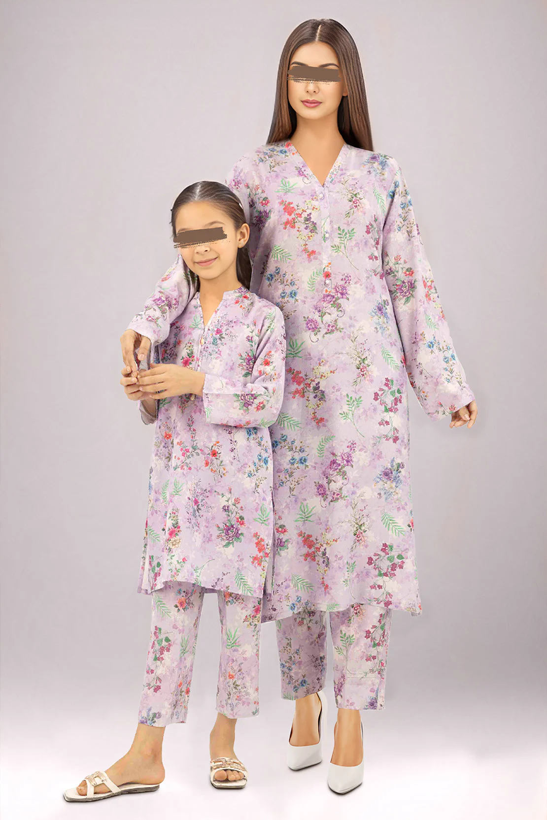 Saya'S Stitched Printed Karandi For Mom And Daughter - Image 2