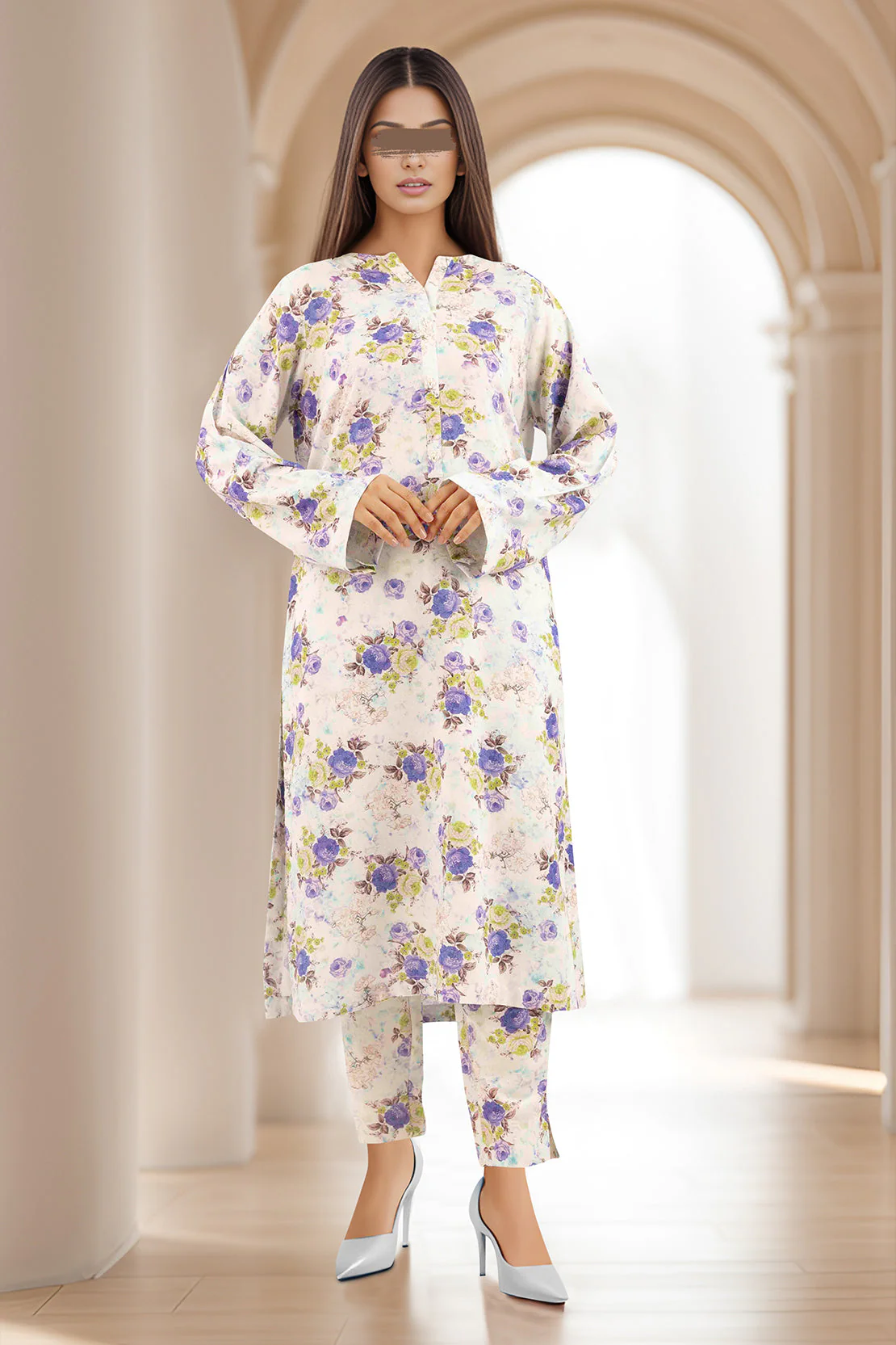 Saya'S Stitched Printed Karandi For Mom And Daughter - Image 2