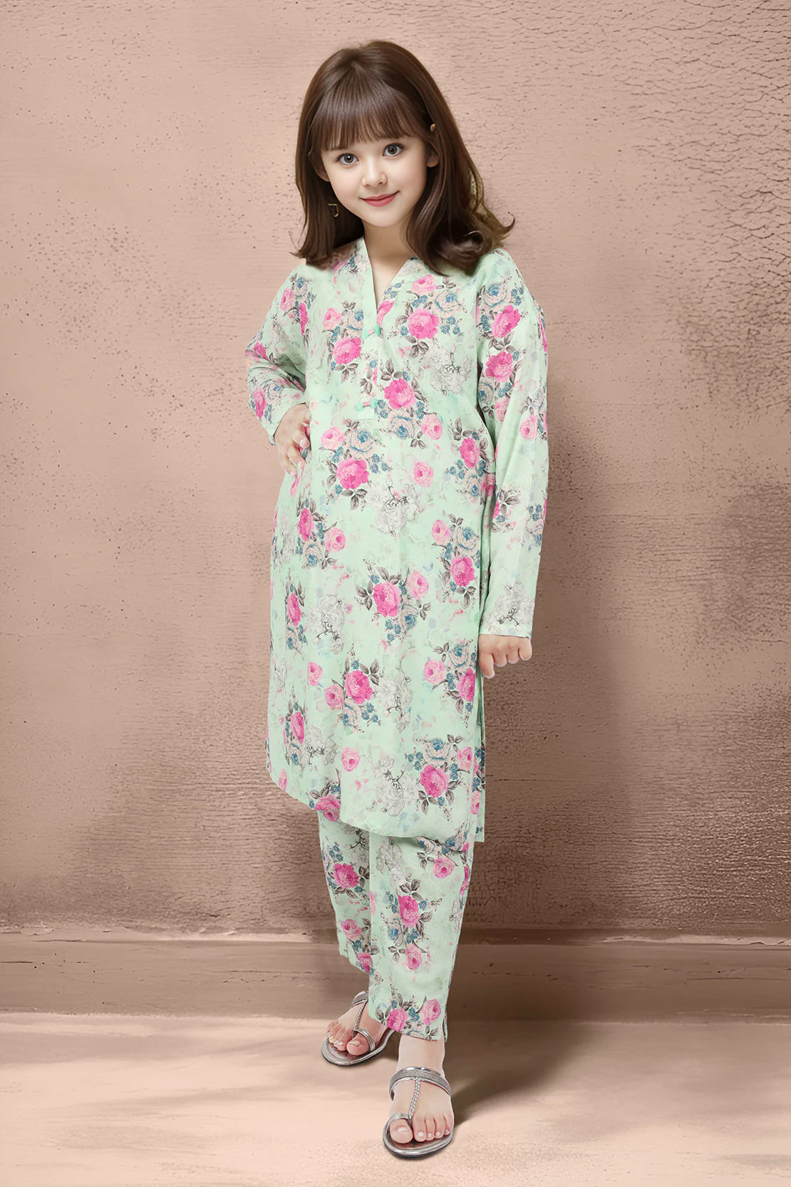 Saya'S Stitched Printed Karandi For Mom And Daughter - Image 3