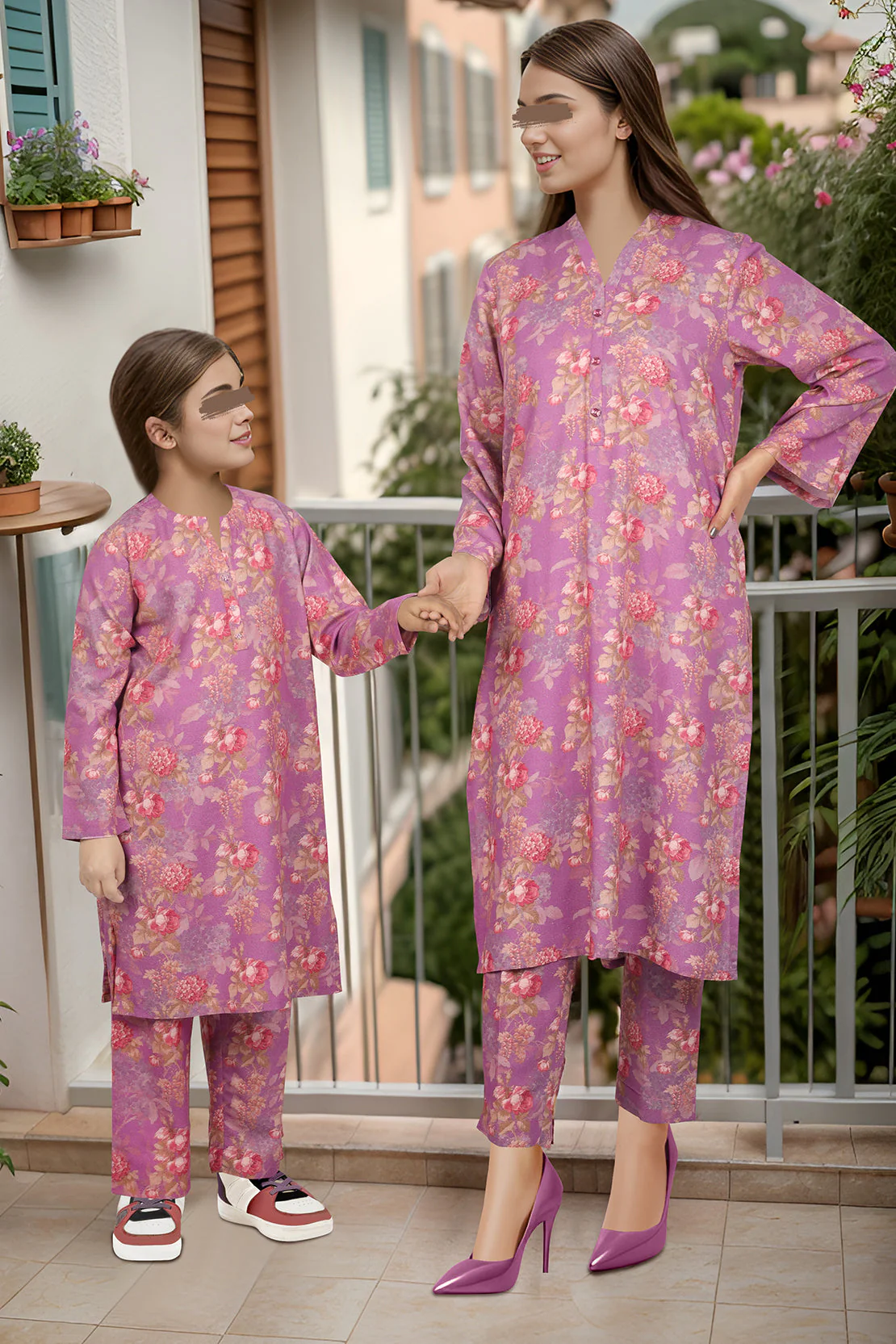 Saya'S Stitched Printed Viscose Twill For Mom And Daughter