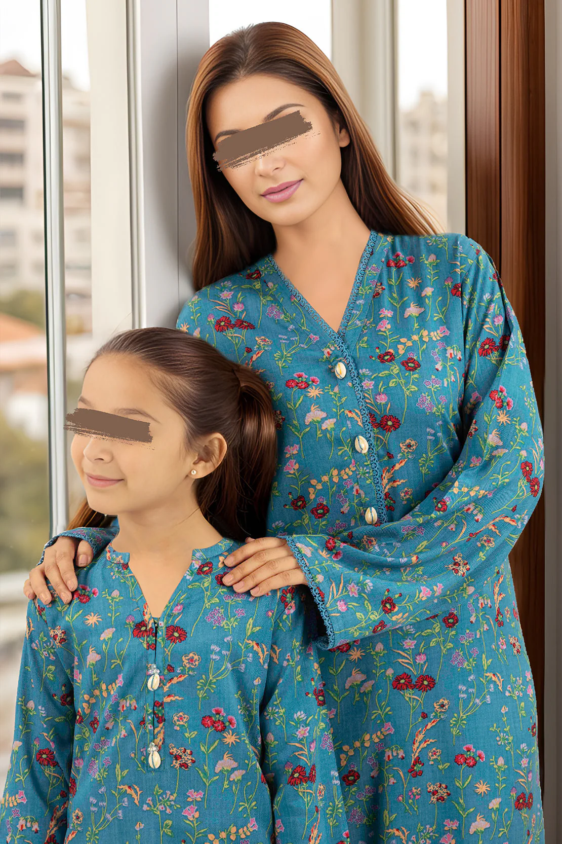 Saya'S Stitched Printed Viscose Twill For Mom And Daughter