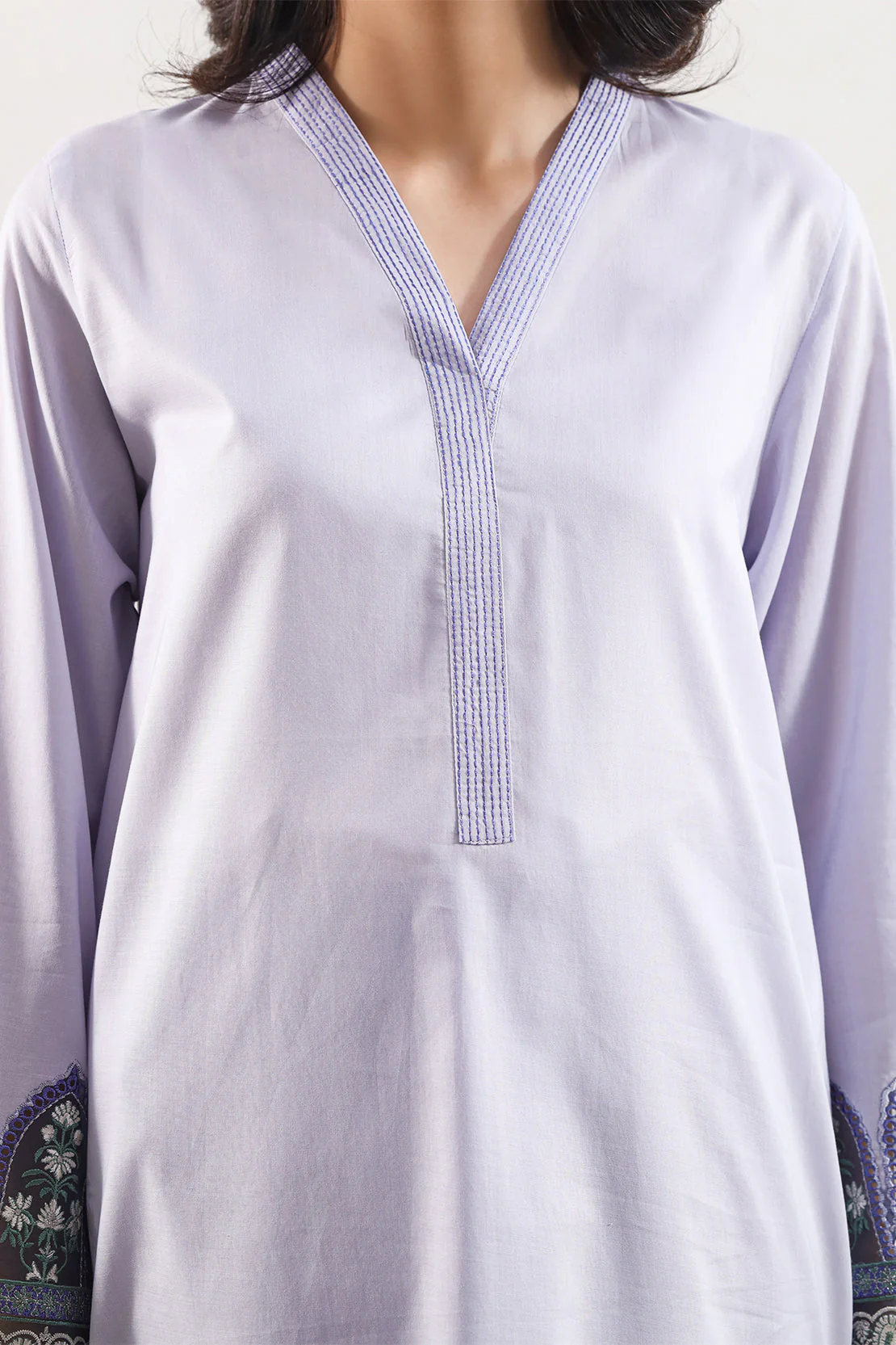 Self Jacquard Emb Stitched Shirt - Image 4