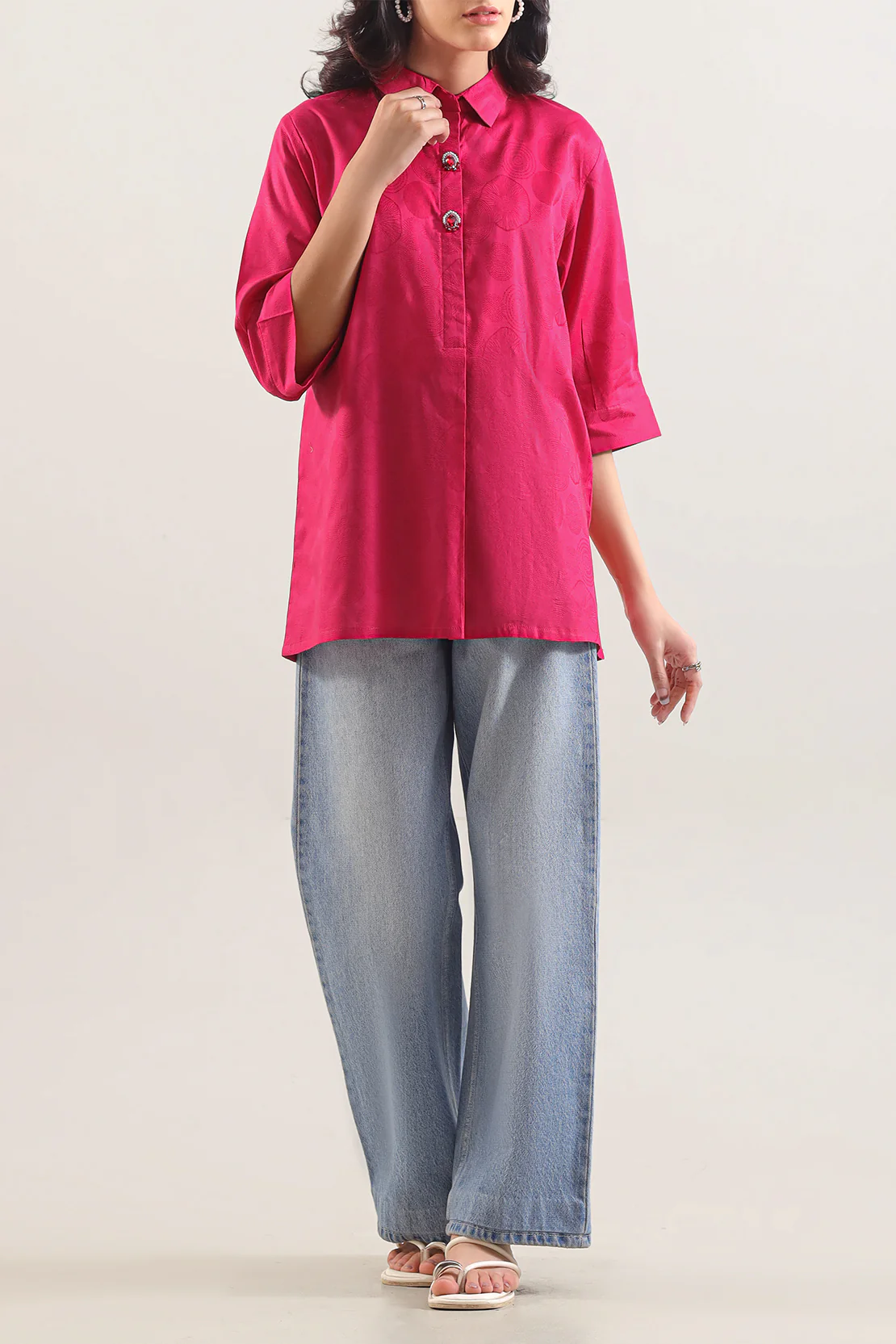 Self Jacquard Stitched Shirt