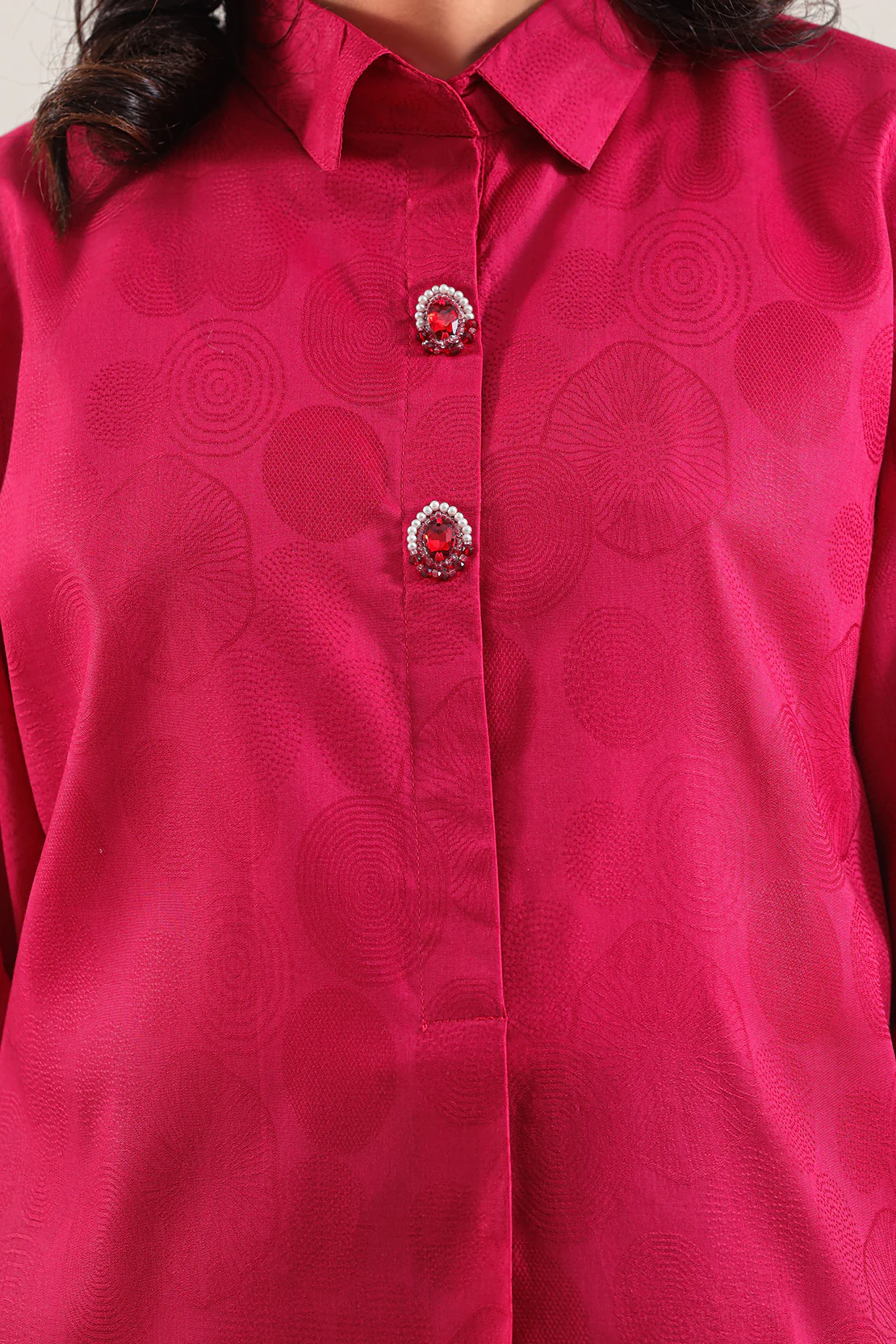 Self Jacquard Stitched Shirt - Image 5