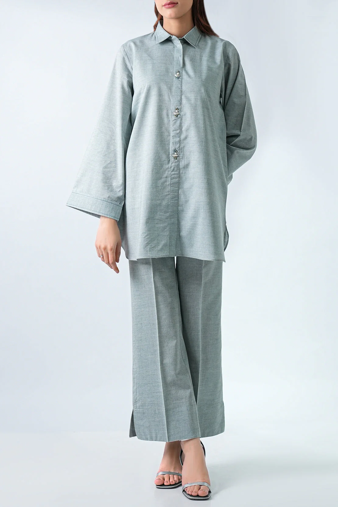 Solid Acrylic Stitched Shirt/Trouser 2 Piece - Image 3
