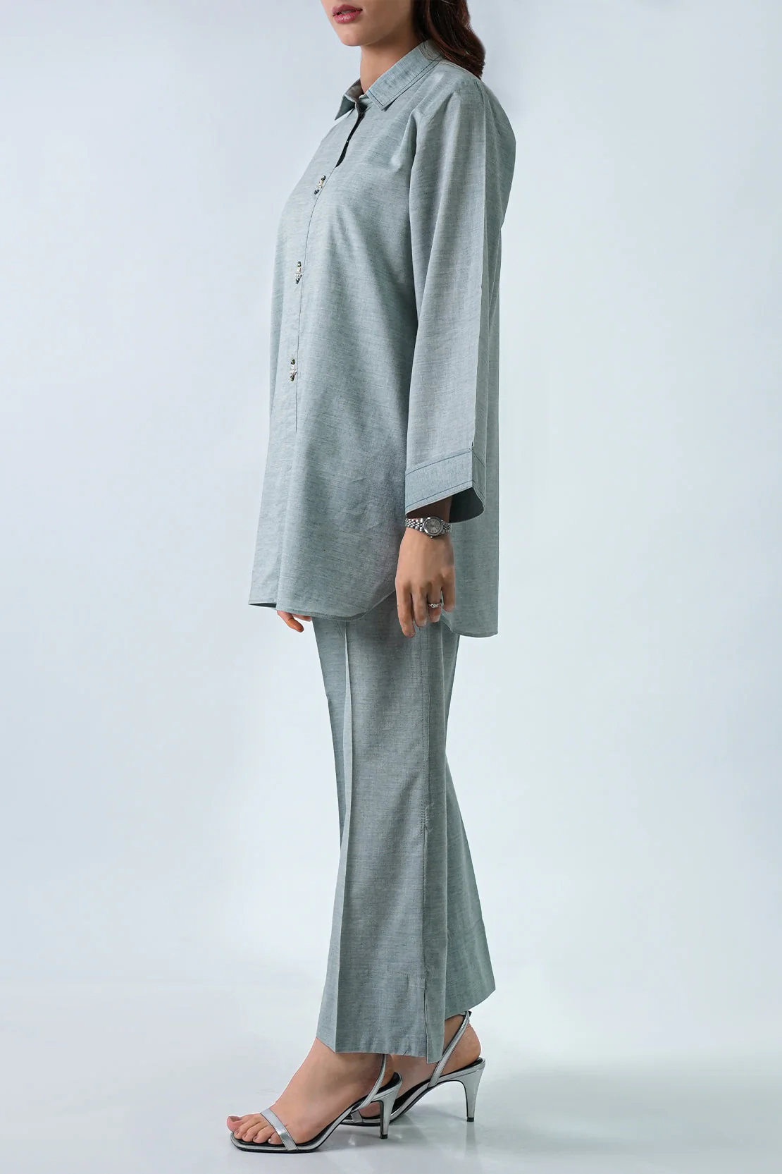 Solid Acrylic Stitched Shirt/Trouser 2 Piece - Image 4