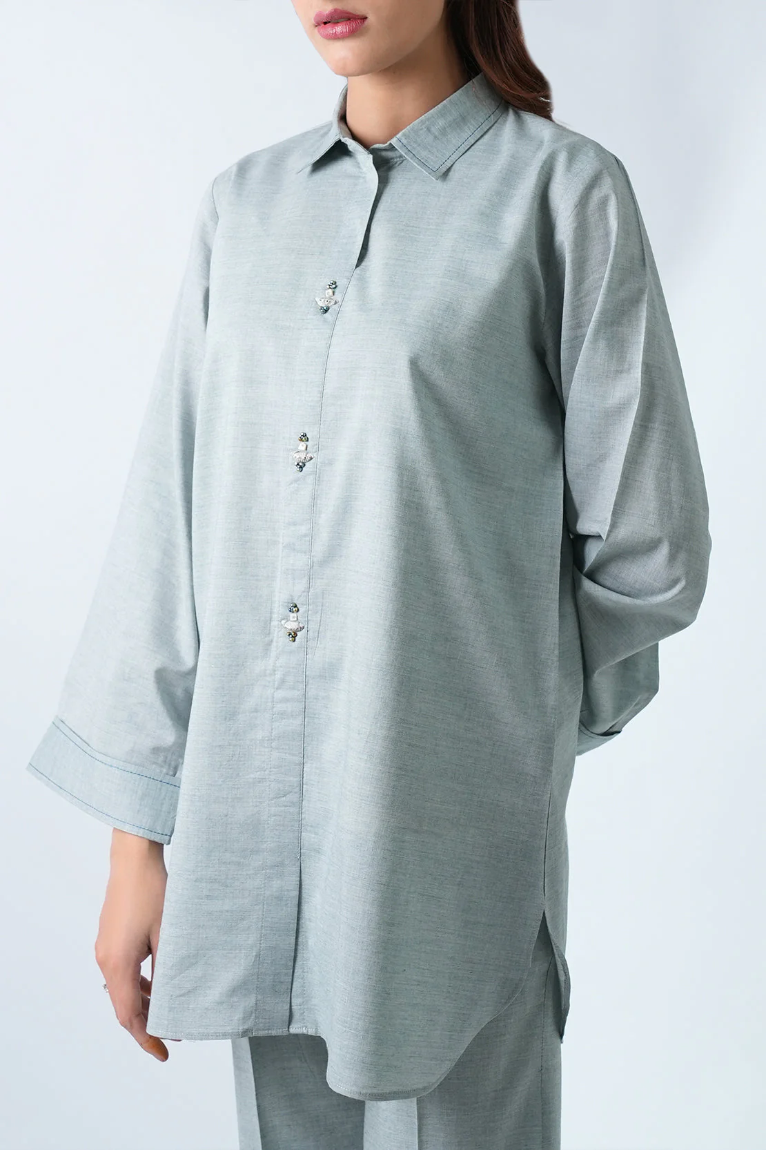 Solid Acrylic Stitched Shirt/Trouser 2 Piece - Image 5