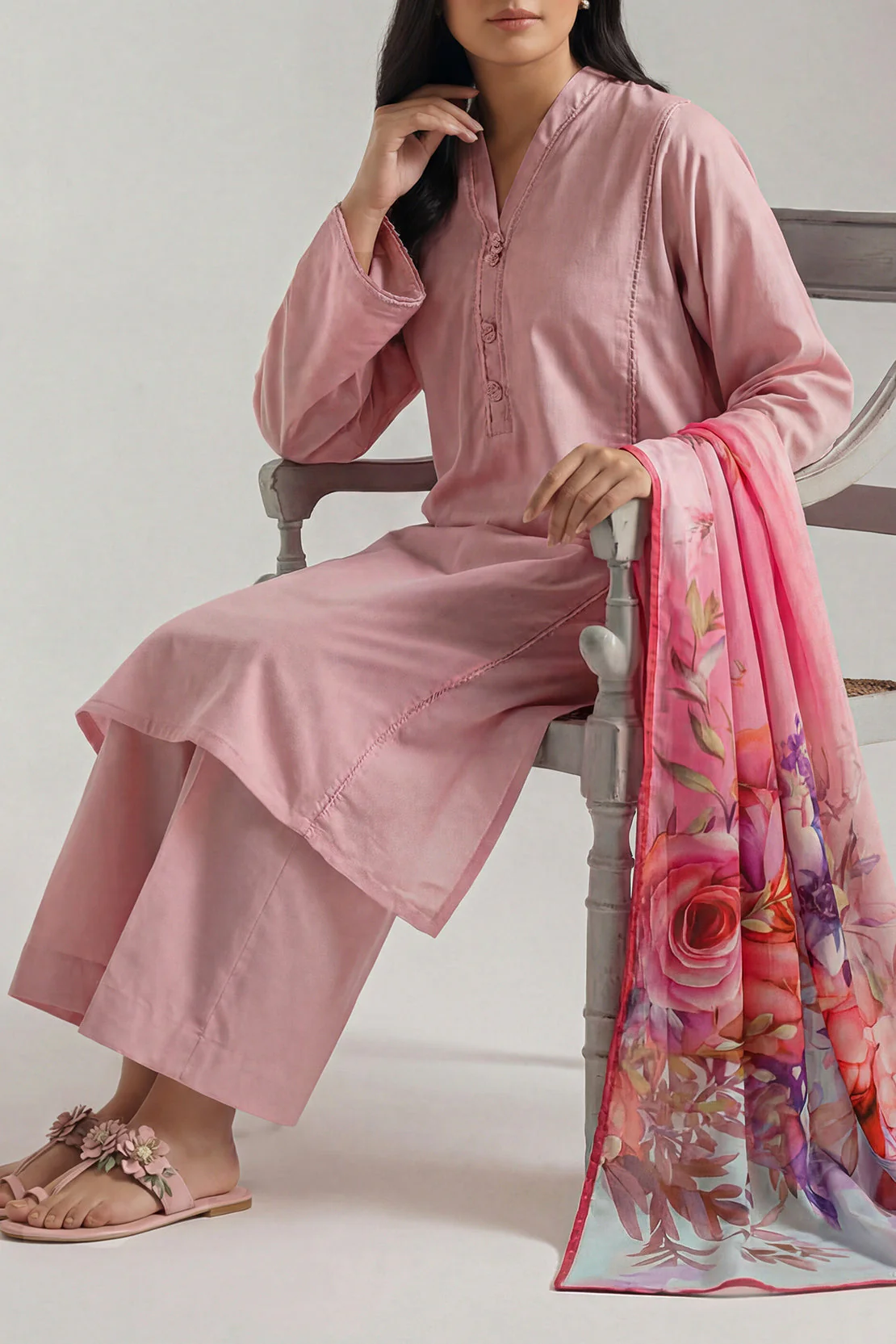 Solid Cotton Filament Stitched 2 Piece (Shirt/Trouser) - Image 2