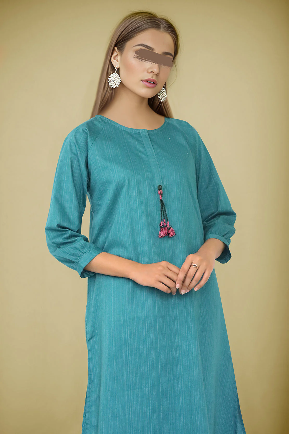Solid Cotton Jacquard Stitched 2 Piece (Shirt/Trouser) - Image 2