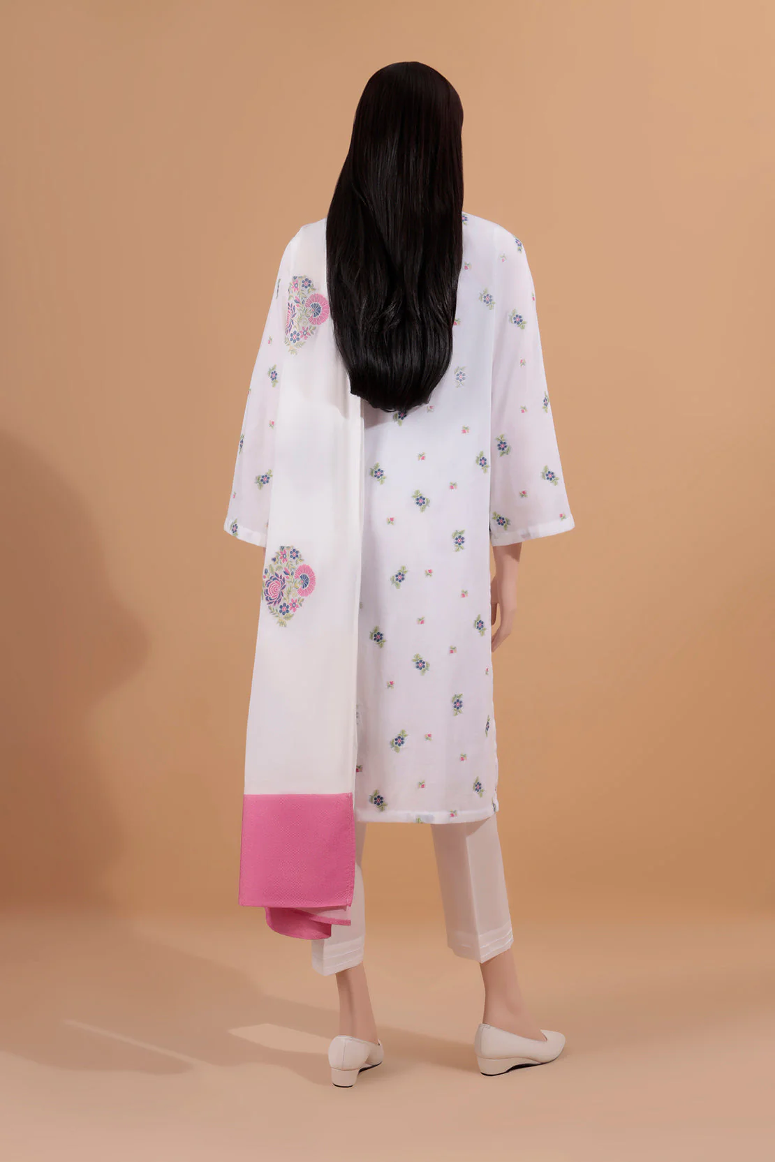 Solid Cotton Jacquard Stitched 3 Piece - Image 2
