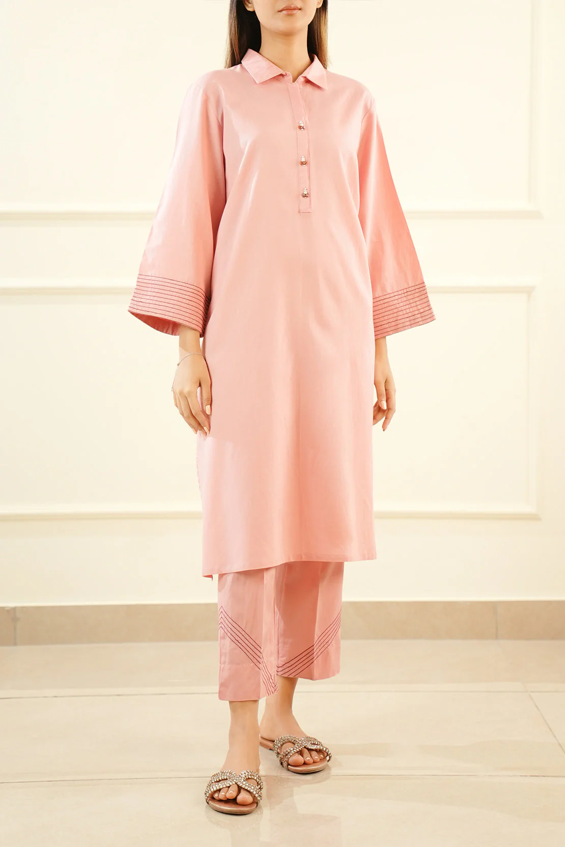 Solid Cotton Stitched 2 Piece (Shirt/Trouser) - Image 2