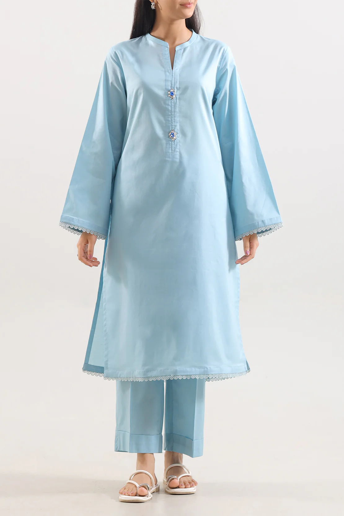 Solid Cotton Stitched 2 Piece (Shirt/Trouser)