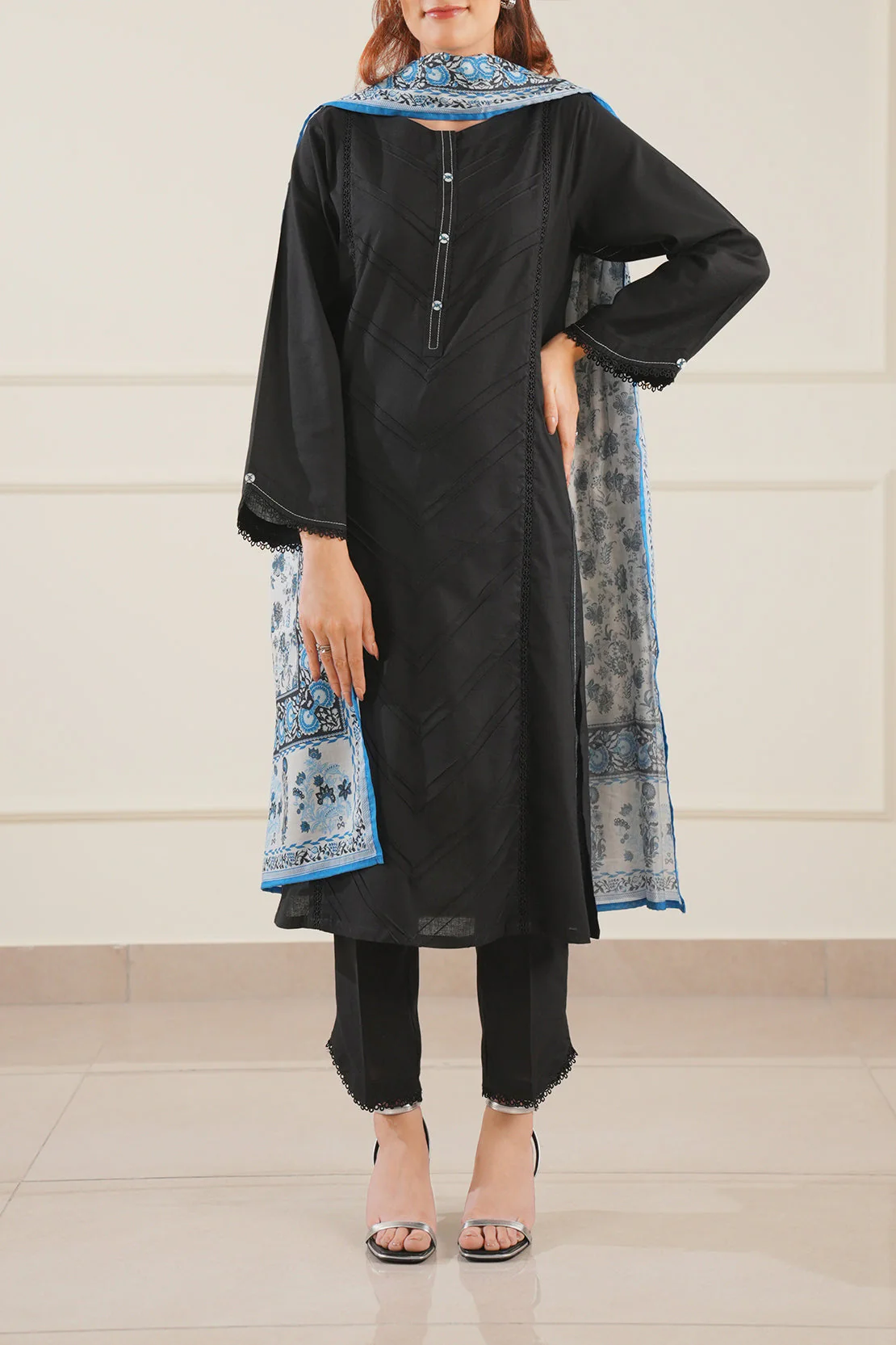 Solid Cotton Stitched 3 Piece - Image 2