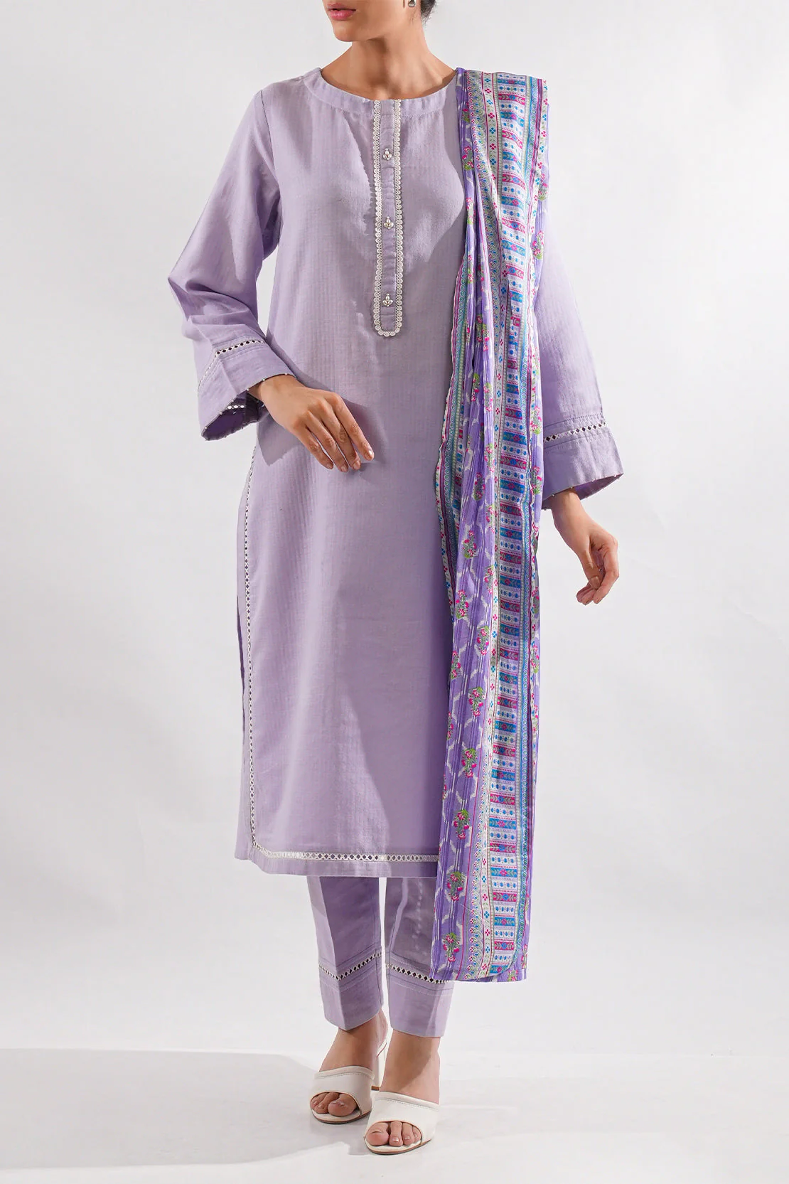 Solid Cotton Stitched 3 Piece